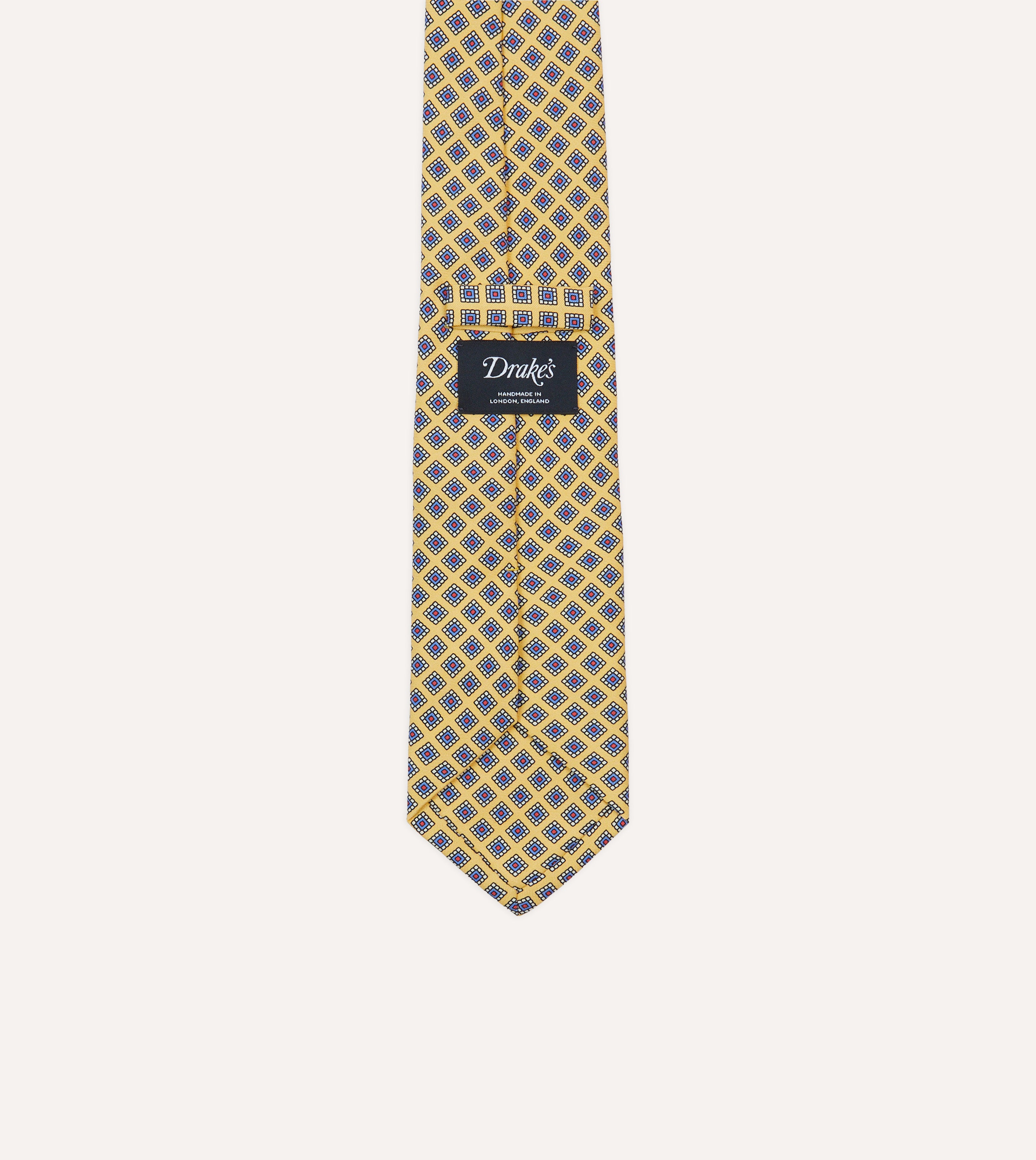 Yellow Square Medallion Self-Tipped Silk Tie