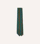 Green and Yellow Diamond Tile Print Silk Self-Tipped Tie