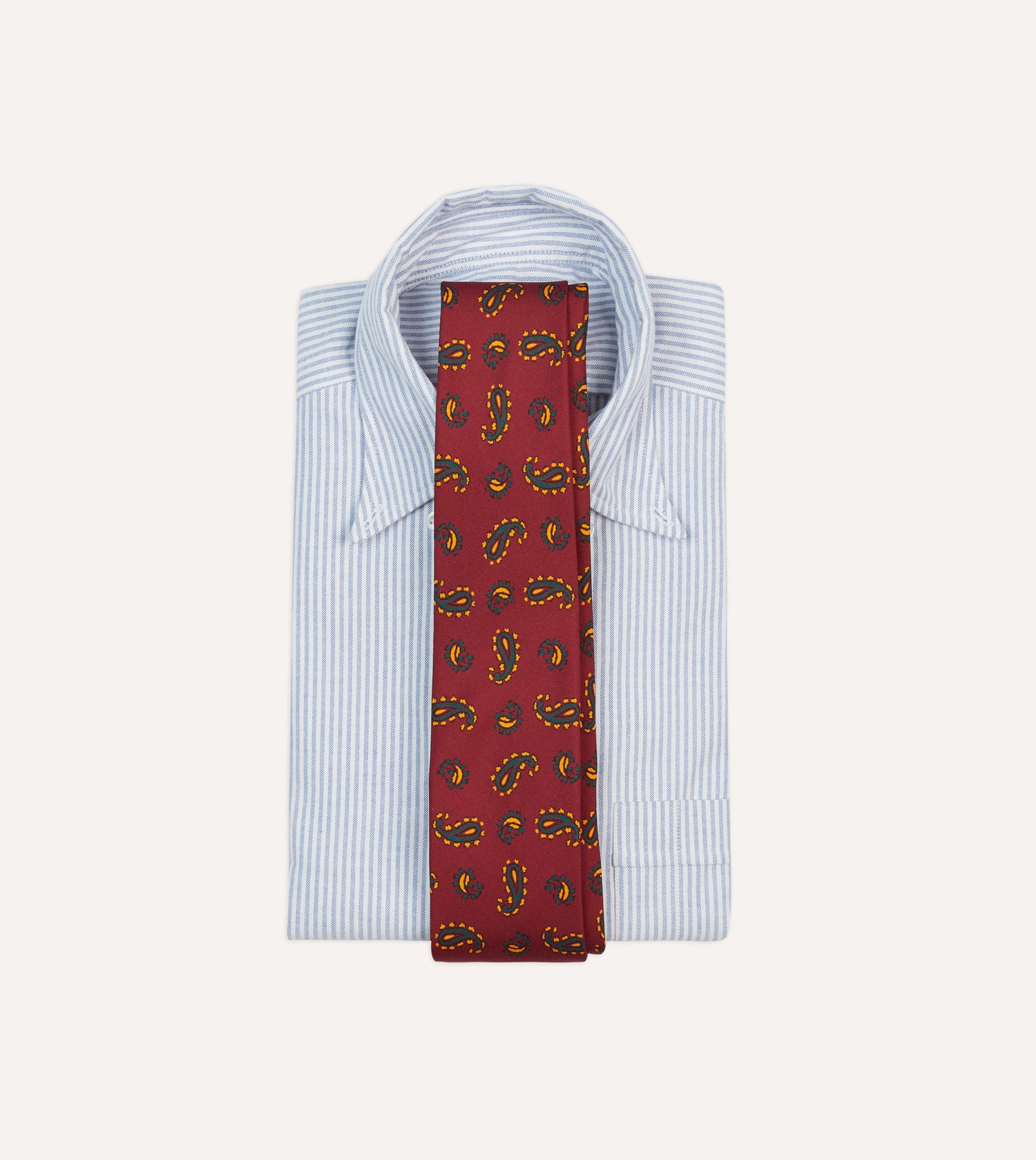 Red Paisley Print Silk Self Tipped Tie
