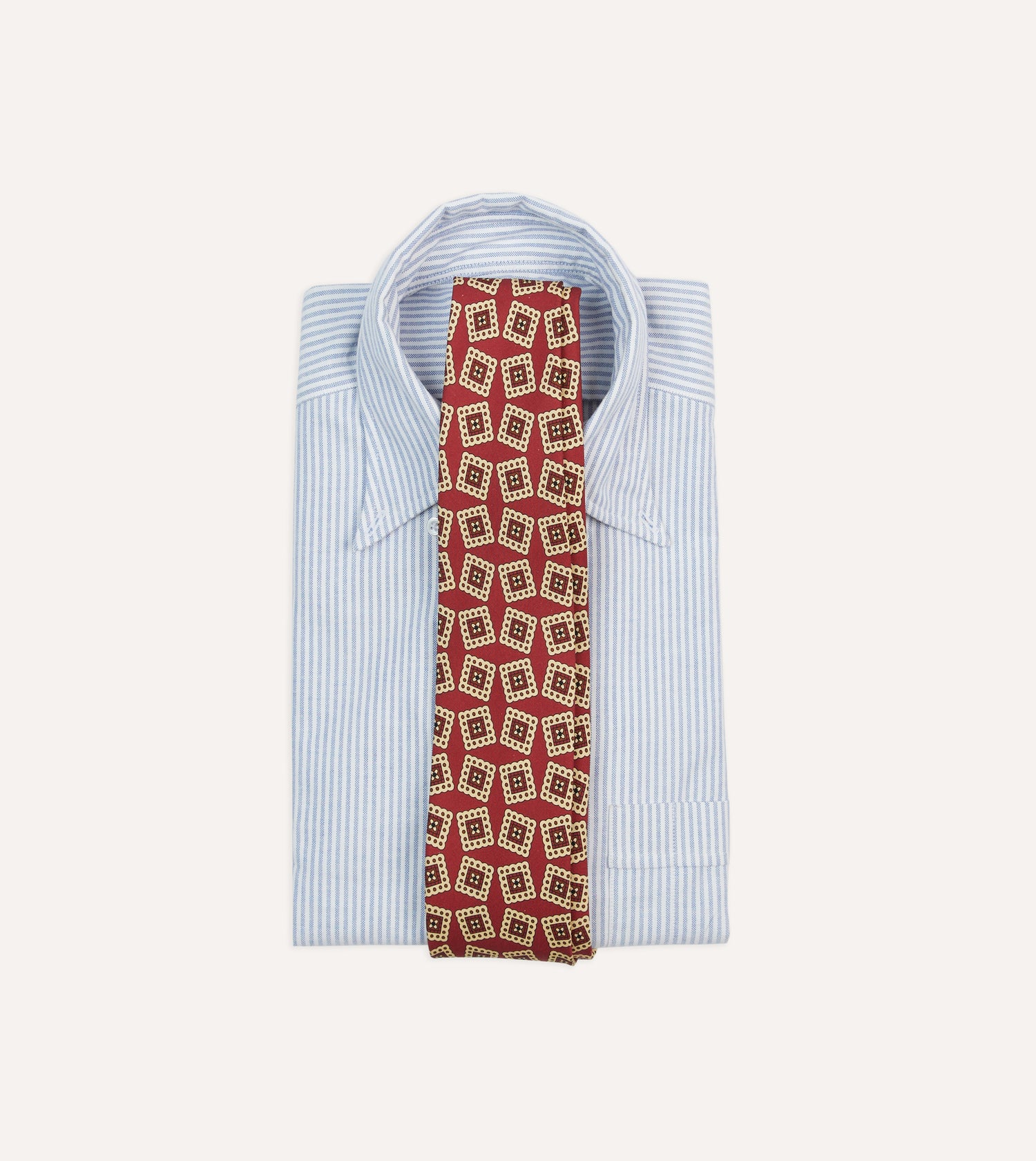 Red Jumbled Stamp Print Silk Self-Tipped Tie