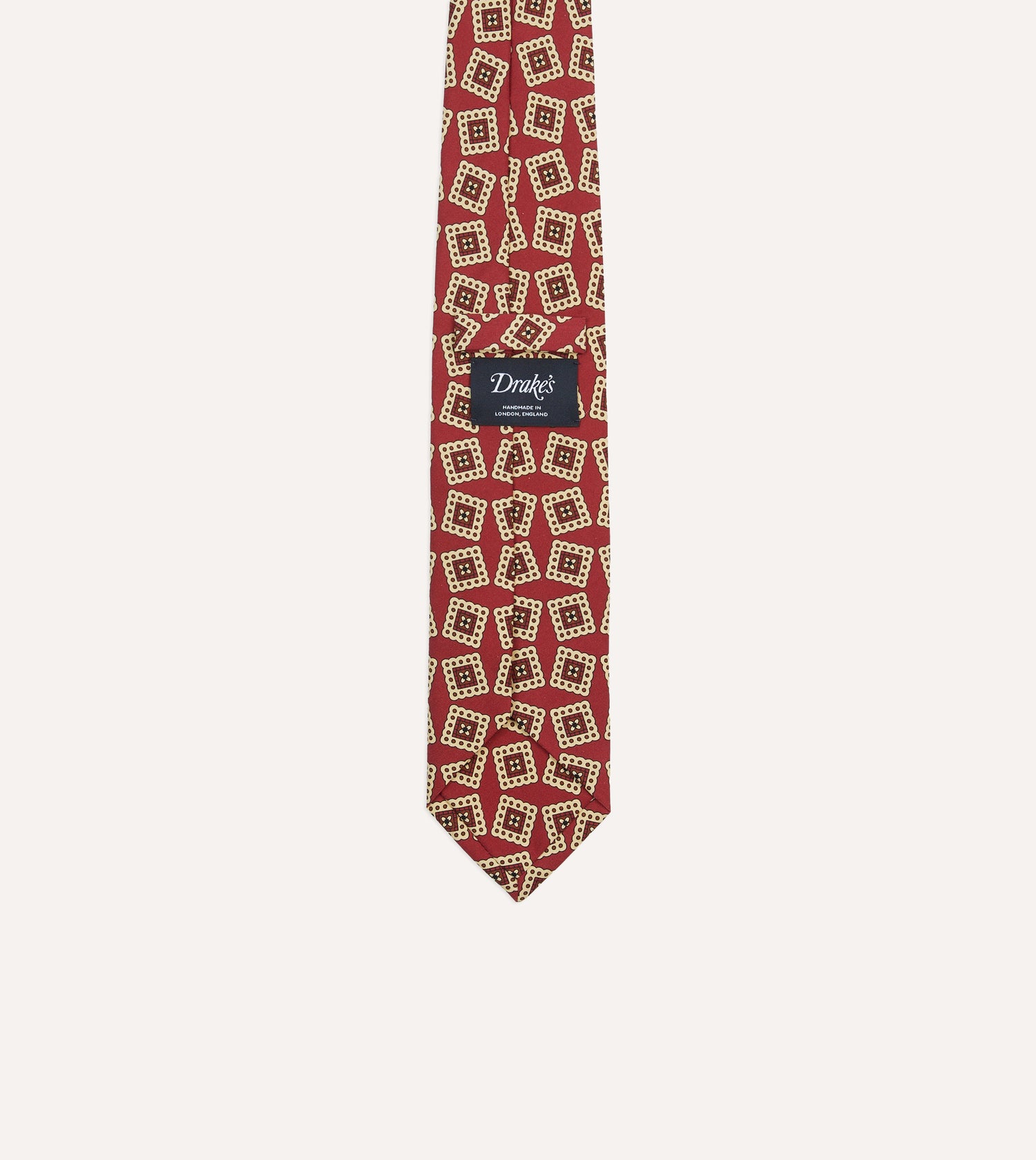 Red Jumbled Stamp Print Silk Self-Tipped Tie