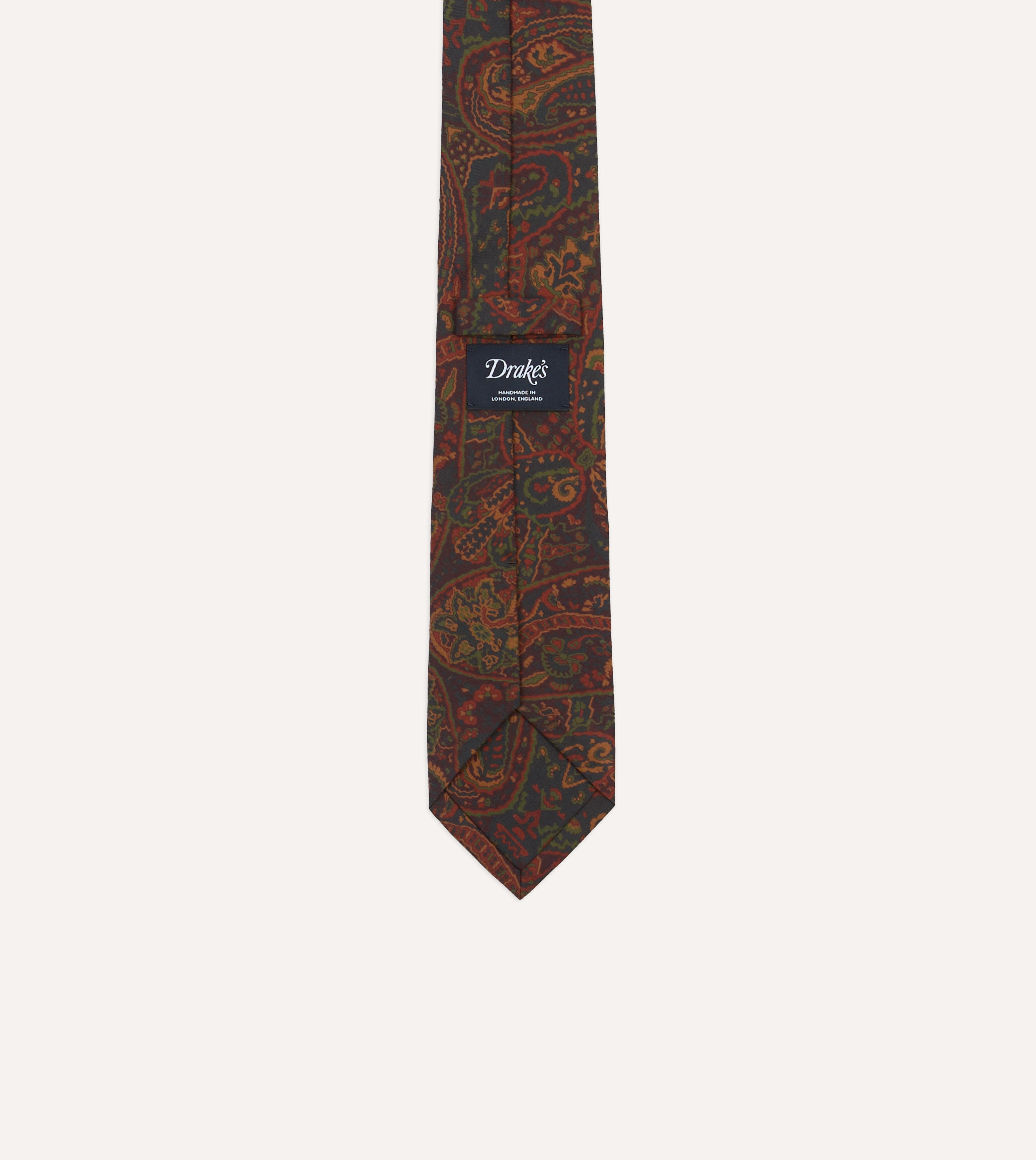 Navy and Burgundy Floral Paisley Print Silk Self Tipped Tie