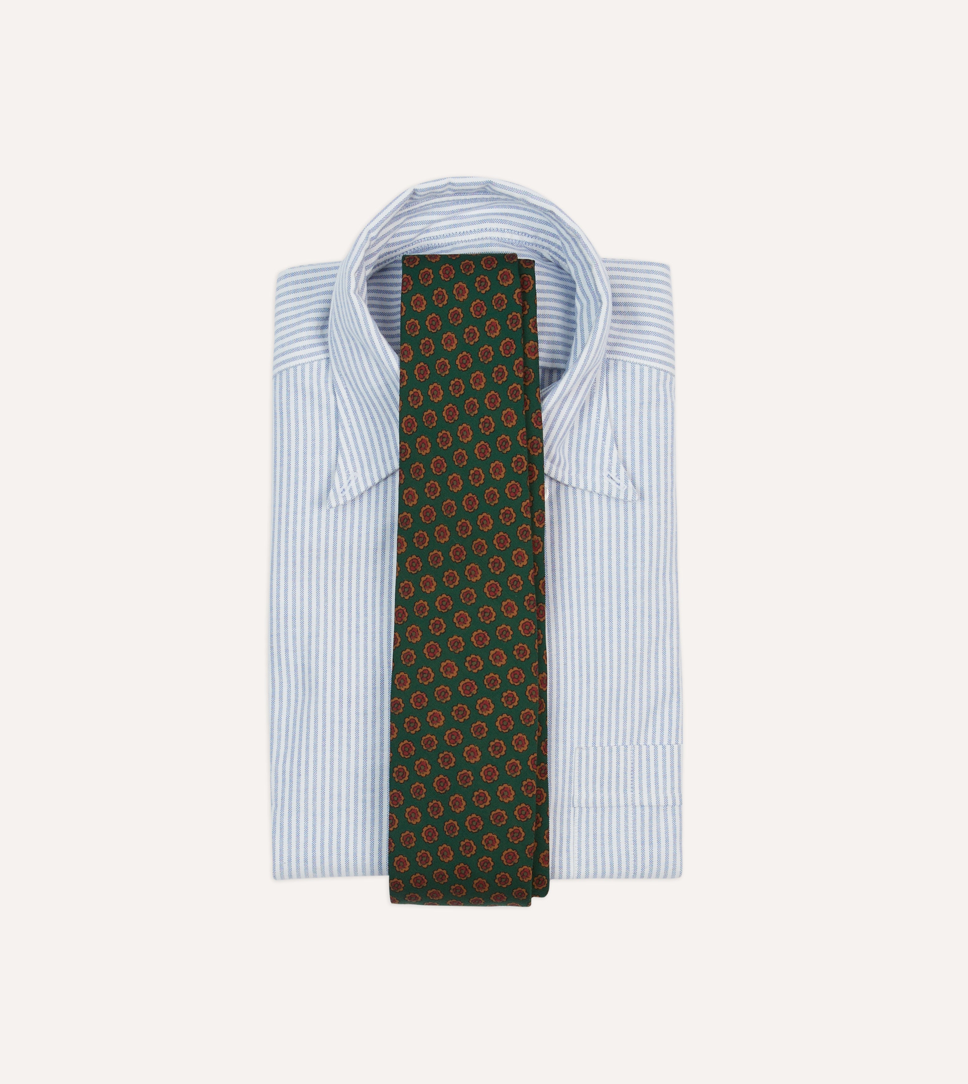 Green Floral Medallion Print Wool-Silk Self Tipped Tie – Drakes US