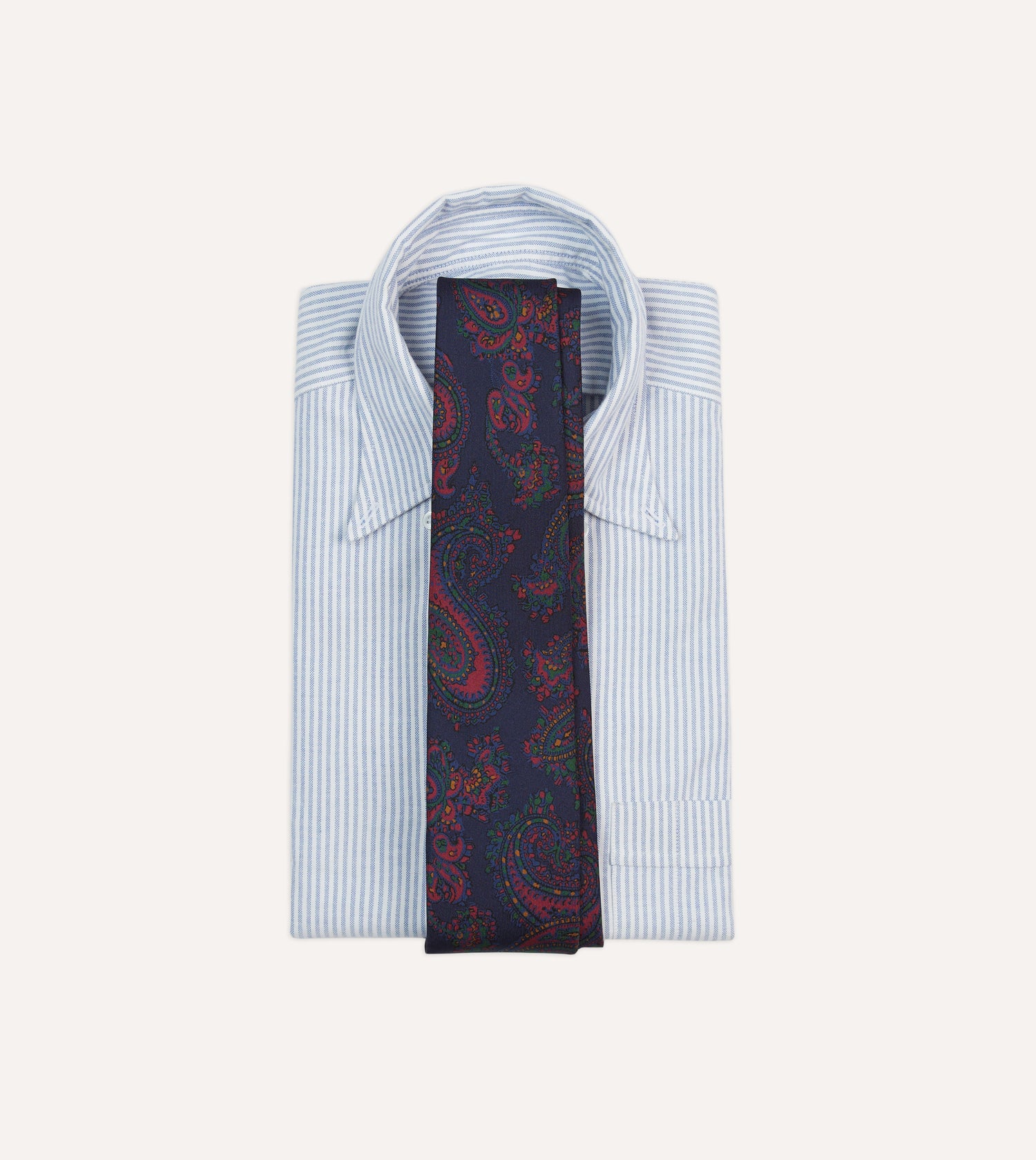 Navy Big Paisley Print Madder Silk Self-Tipped Tie