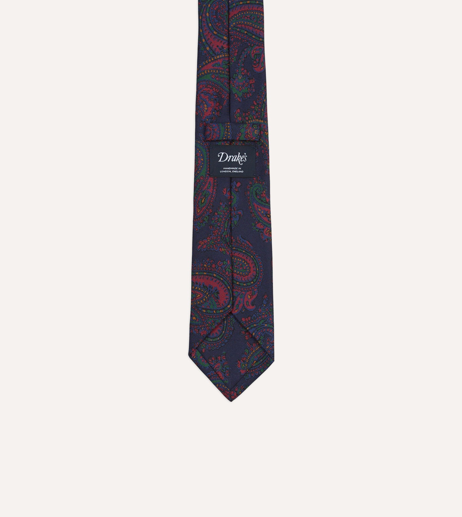 Navy Big Paisley Print Madder Silk Self-Tipped Tie