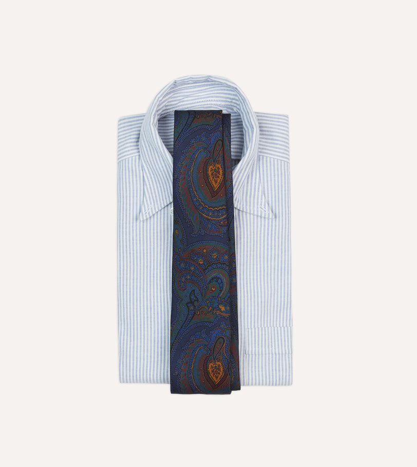 Purple Paisley Print Madder Silk Self-Tipped Tie