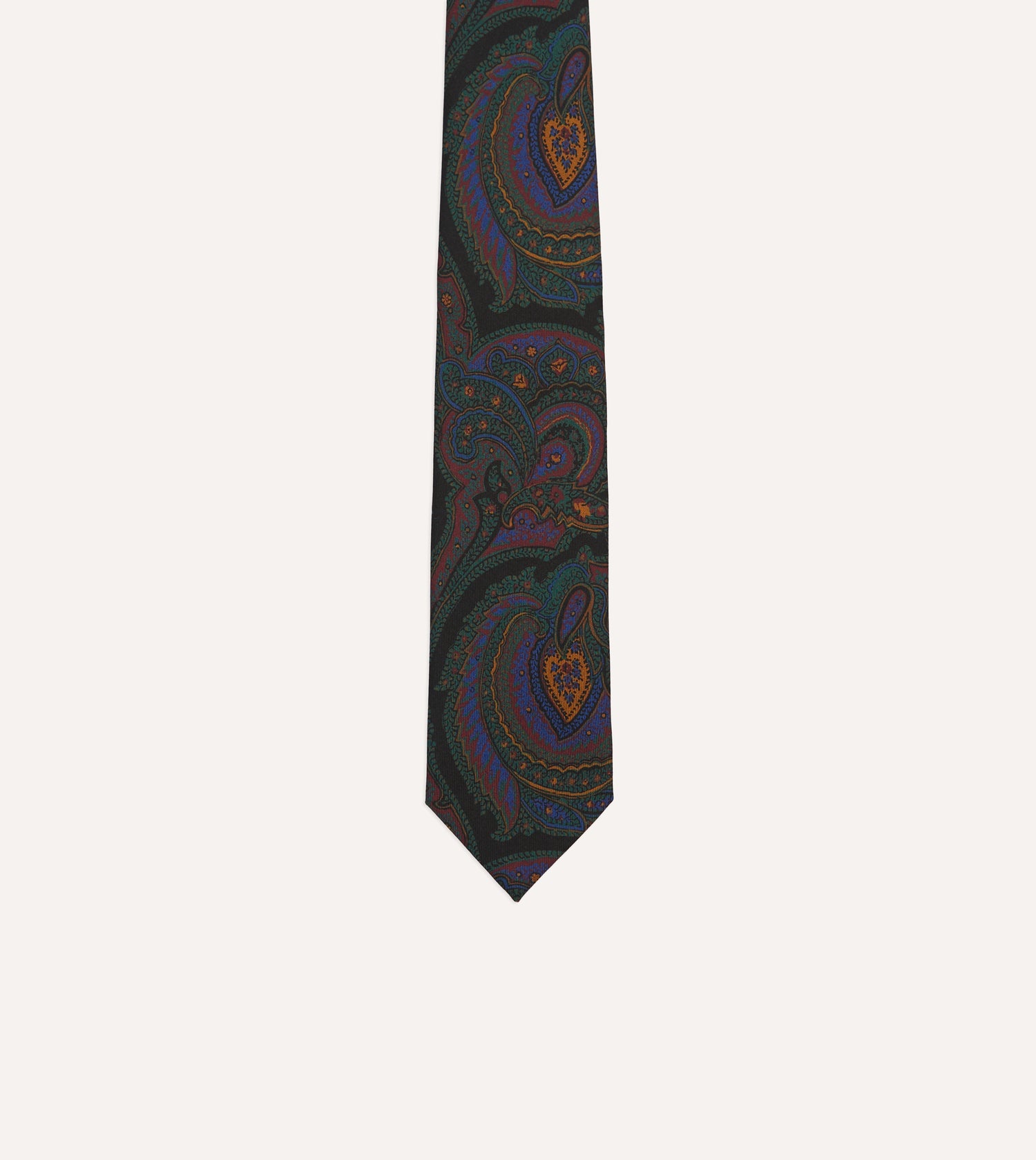 Black Paisley Print Madder Silk Self-Tipped Tie