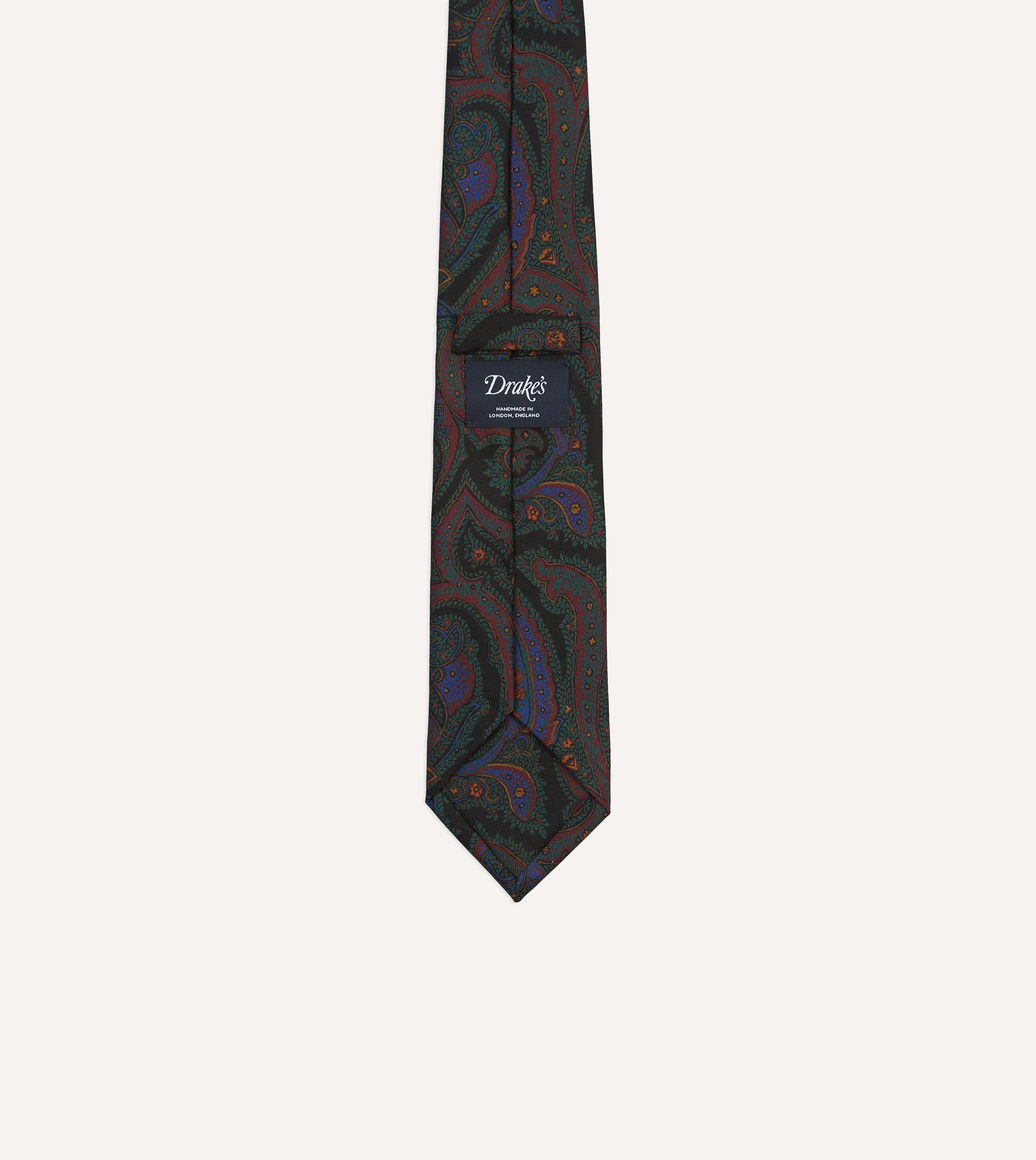 Black Paisley Print Madder Silk Self-Tipped Tie