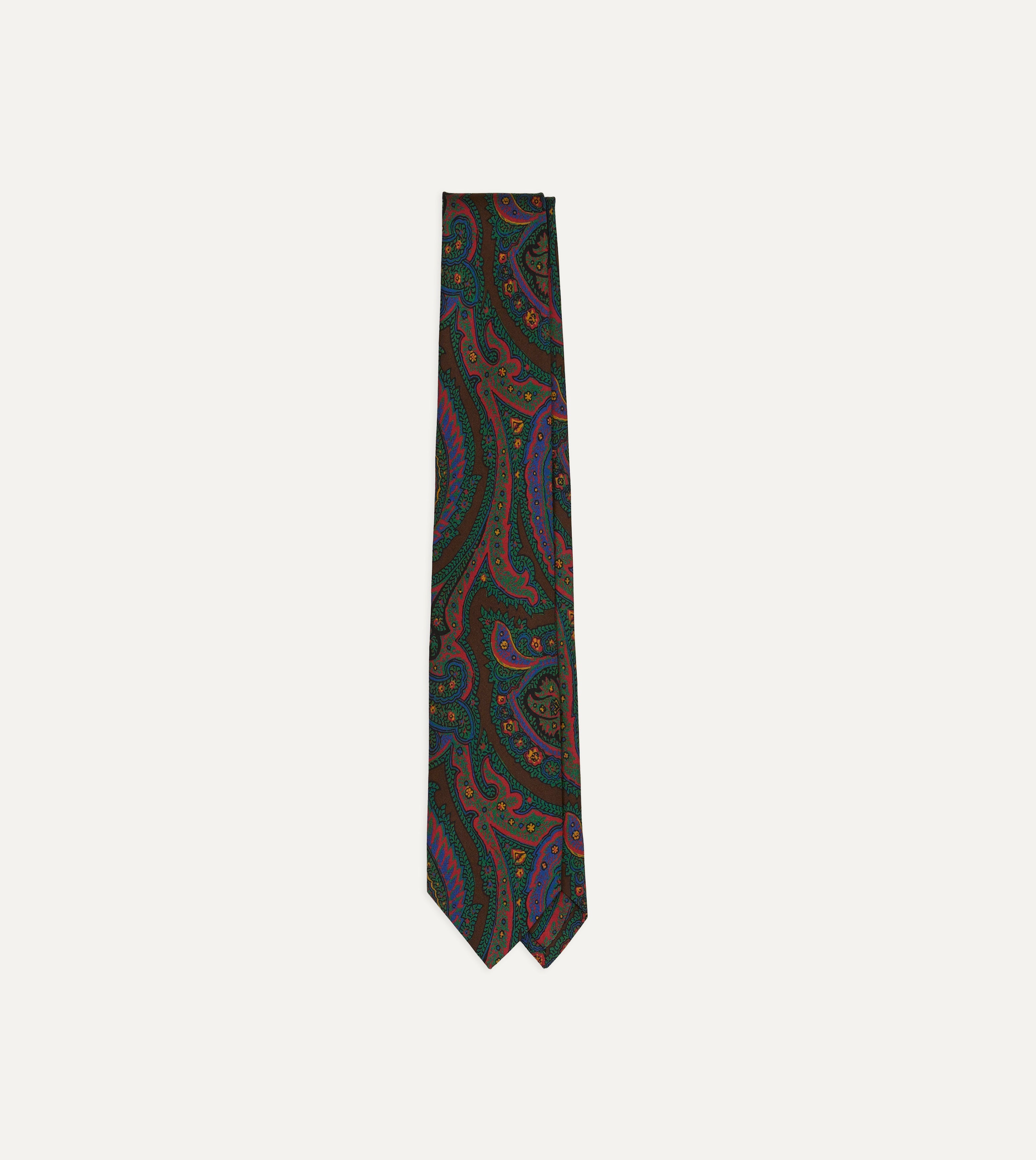 Brown Paisley Print Madder Silk Self-Tipped Tie