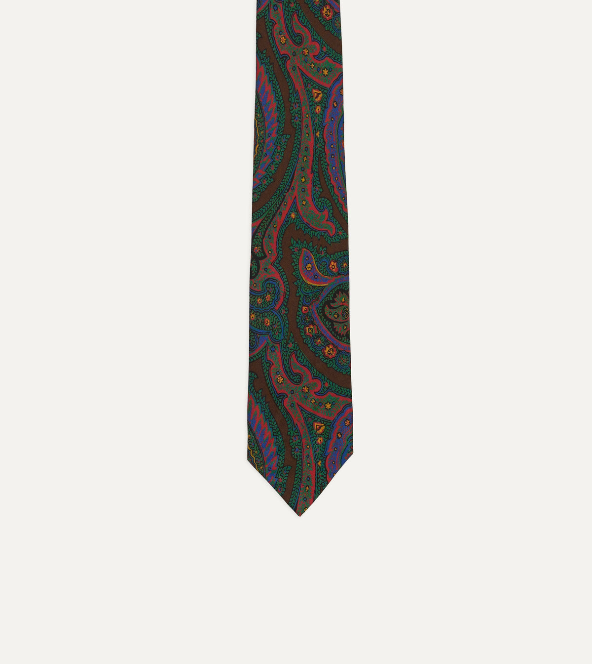 Brown Paisley Print Madder Silk Self-Tipped Tie
