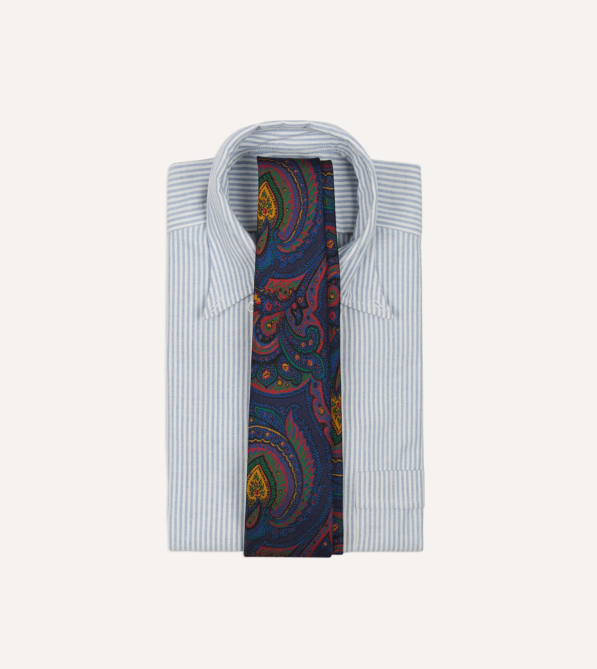 Navy Paisley Print Madder Silk Self-Tipped Tie
