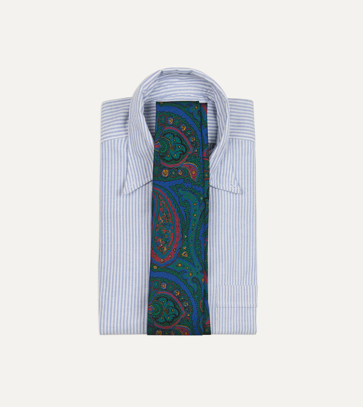 Blue Paisley Print Madder Silk Self-Tipped Tie