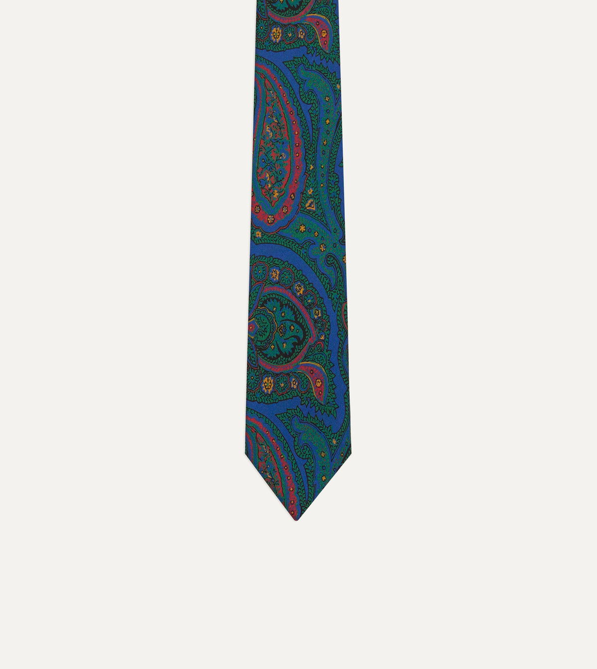 Blue Paisley Print Madder Silk Self-Tipped Tie