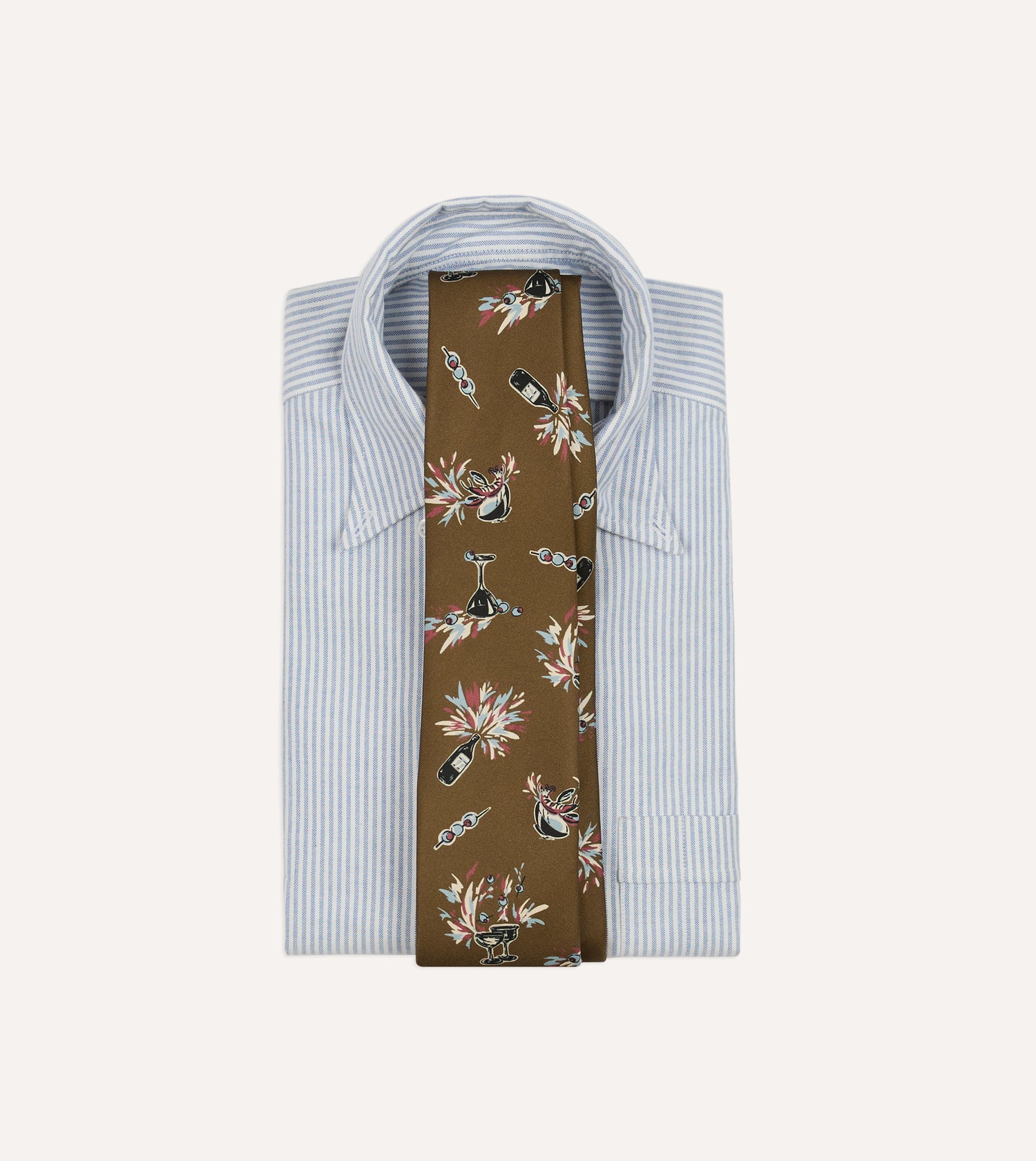 Martini Print Silk Self Tipped Tie