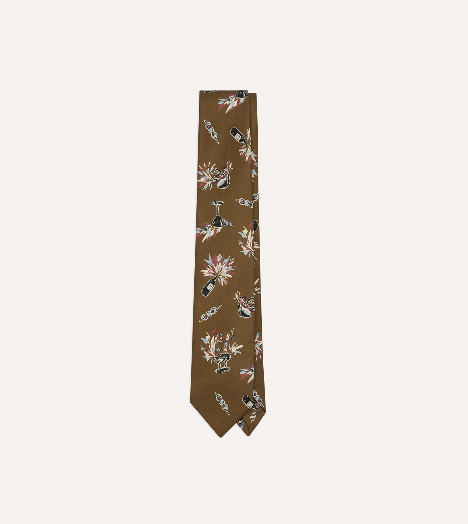 Martini Print Silk Self Tipped Tie