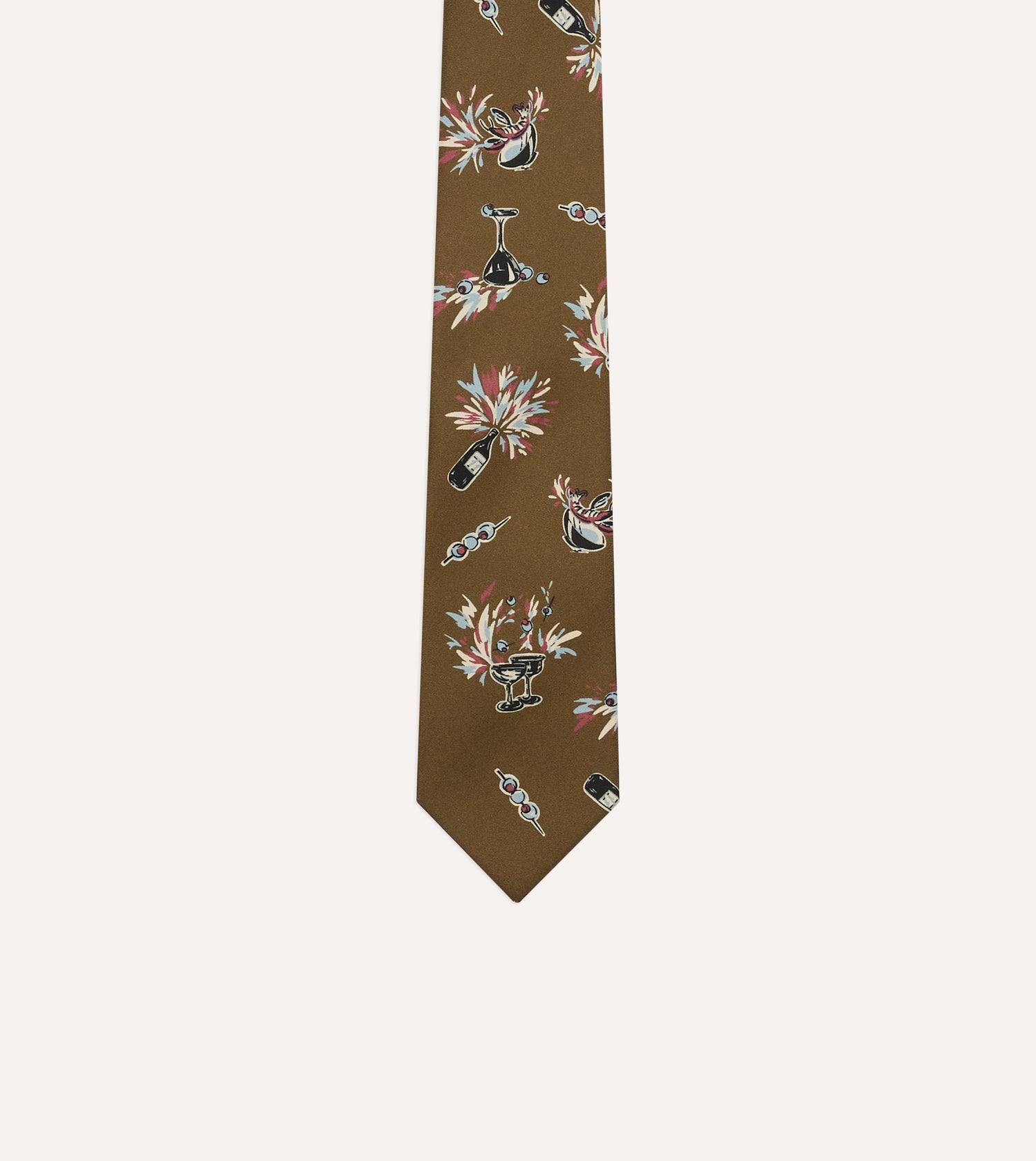 Martini Print Silk Self Tipped Tie