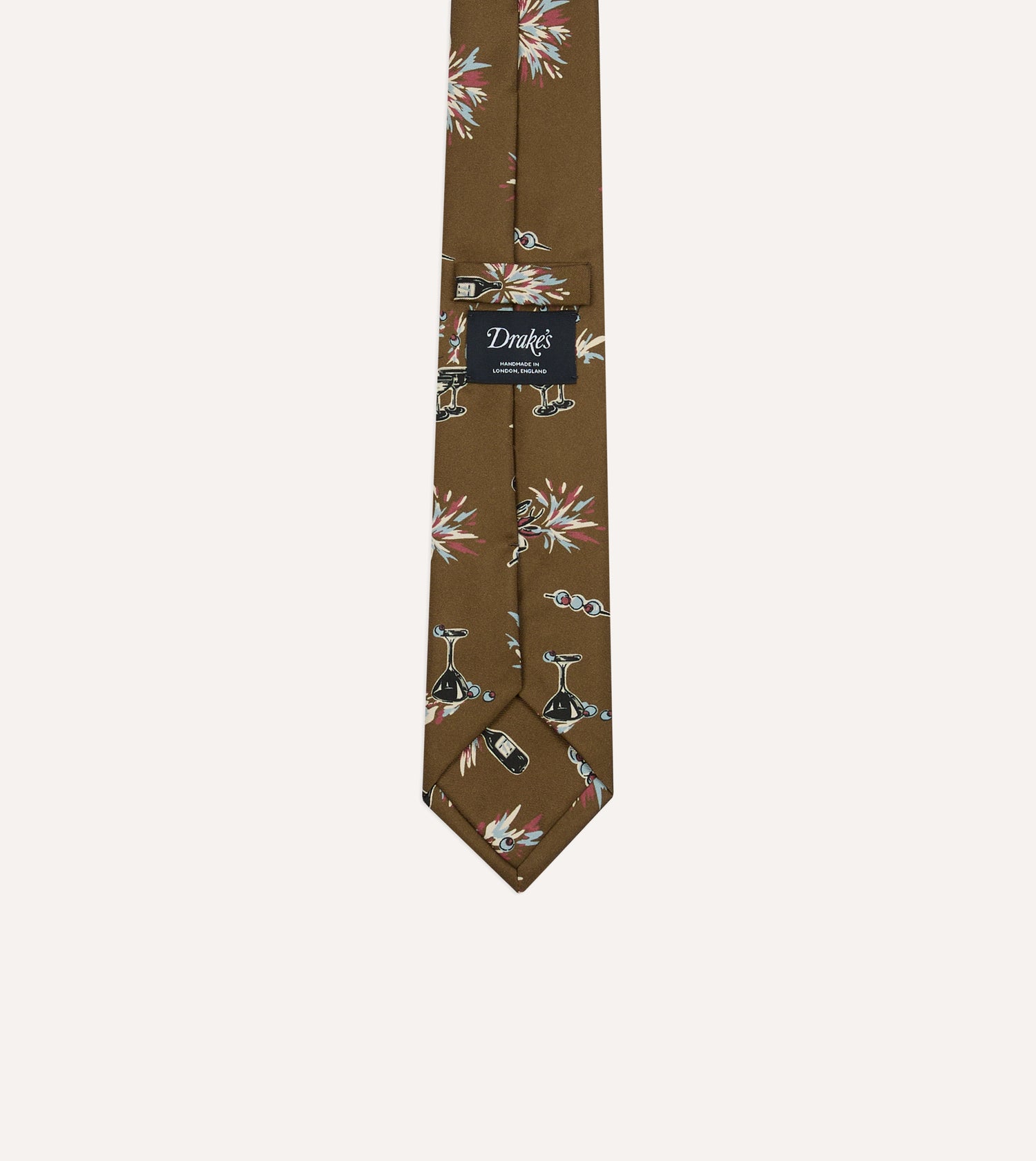 Martini Print Silk Self Tipped Tie