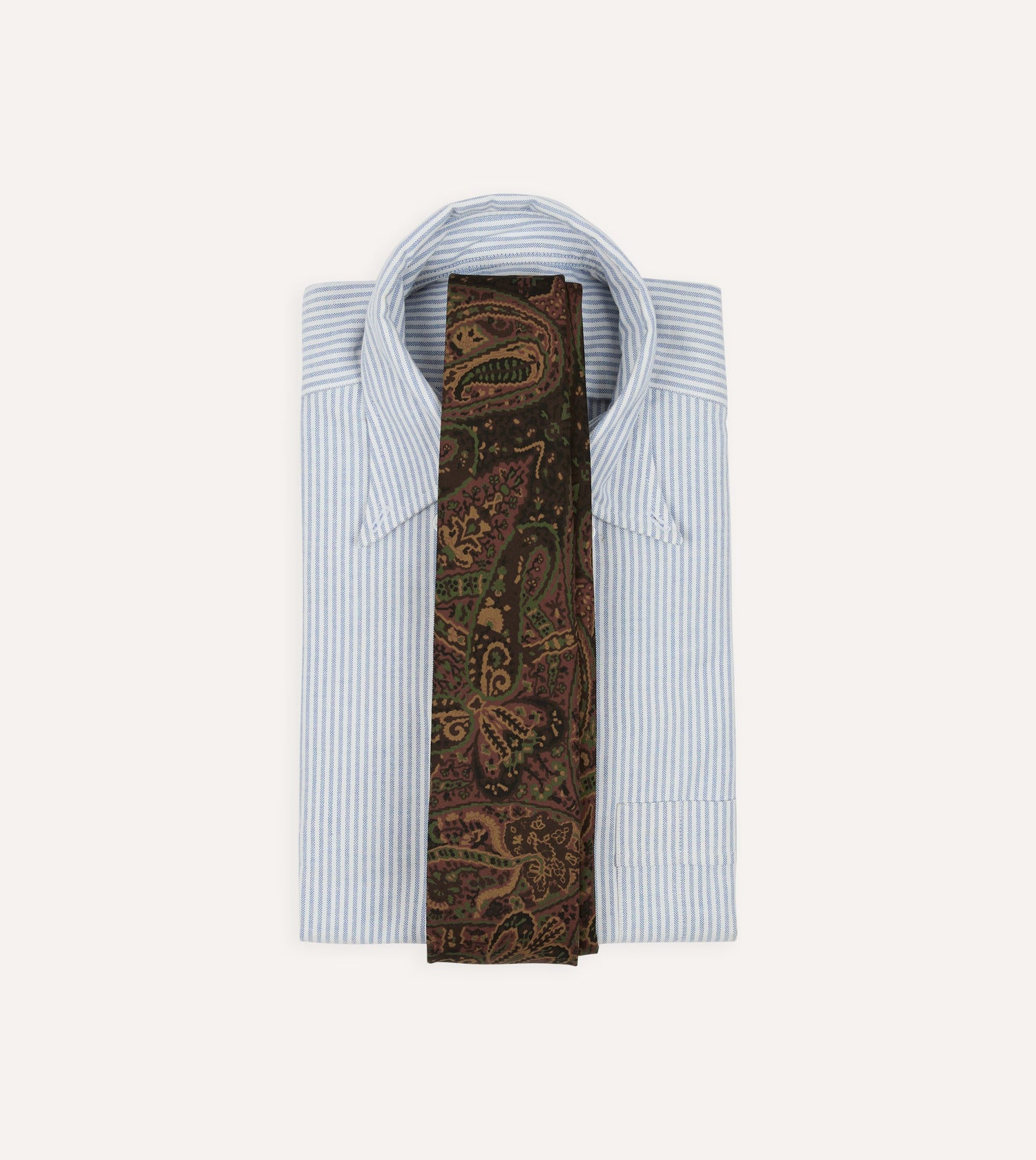 Brown Painted Paisley Wool-Silk Self Tipped Tie