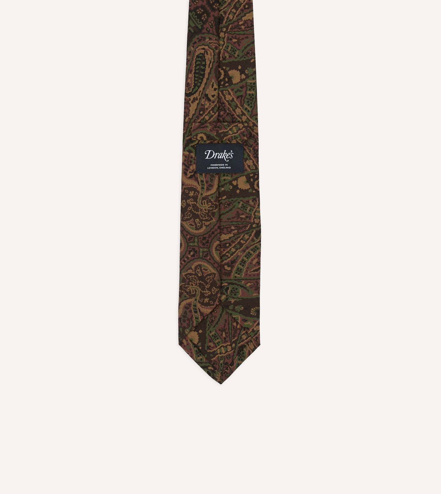Brown Painted Paisley Wool-Silk Self Tipped Tie