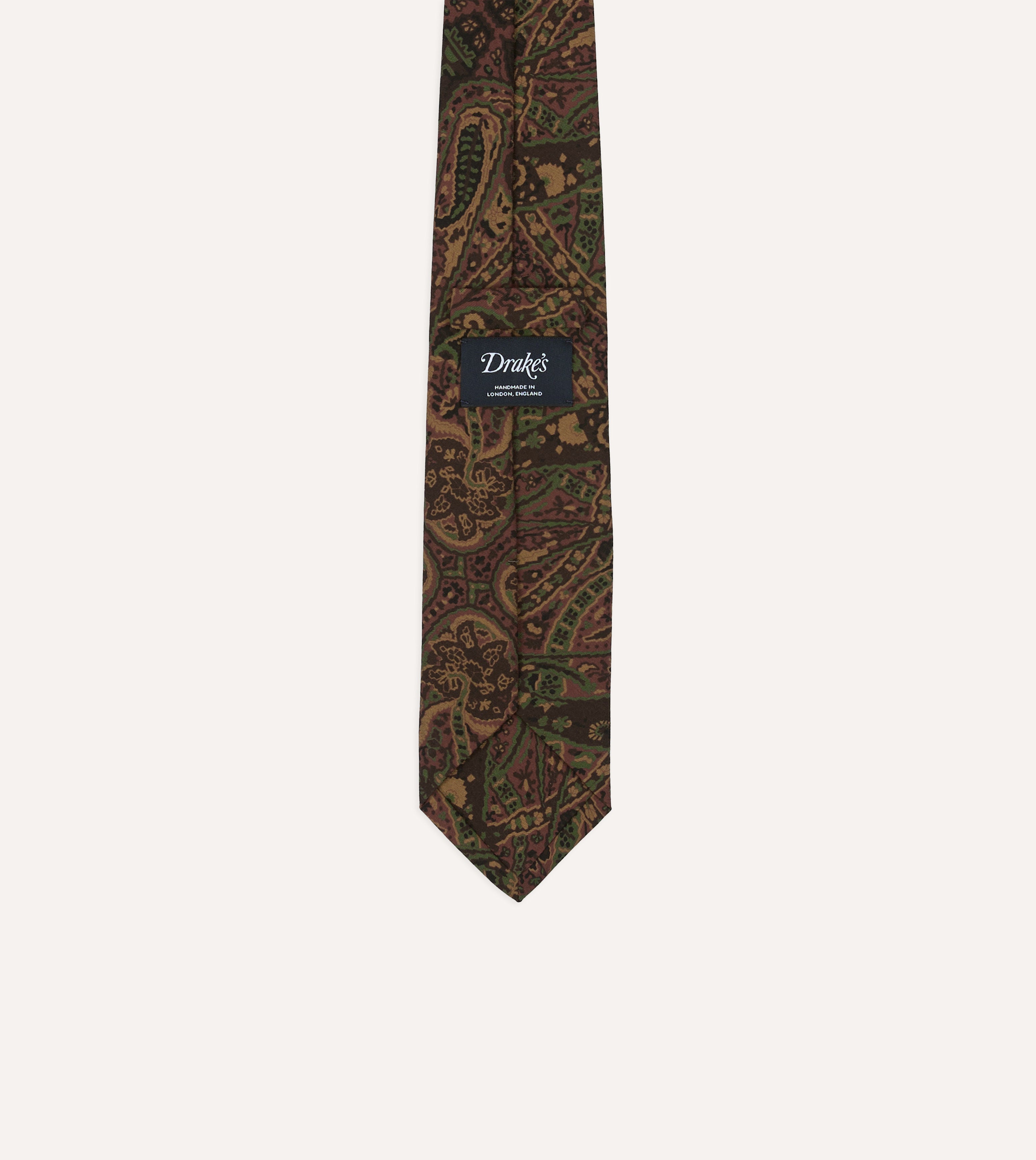 Brown Painted Paisley Wool-Silk Self Tipped Tie