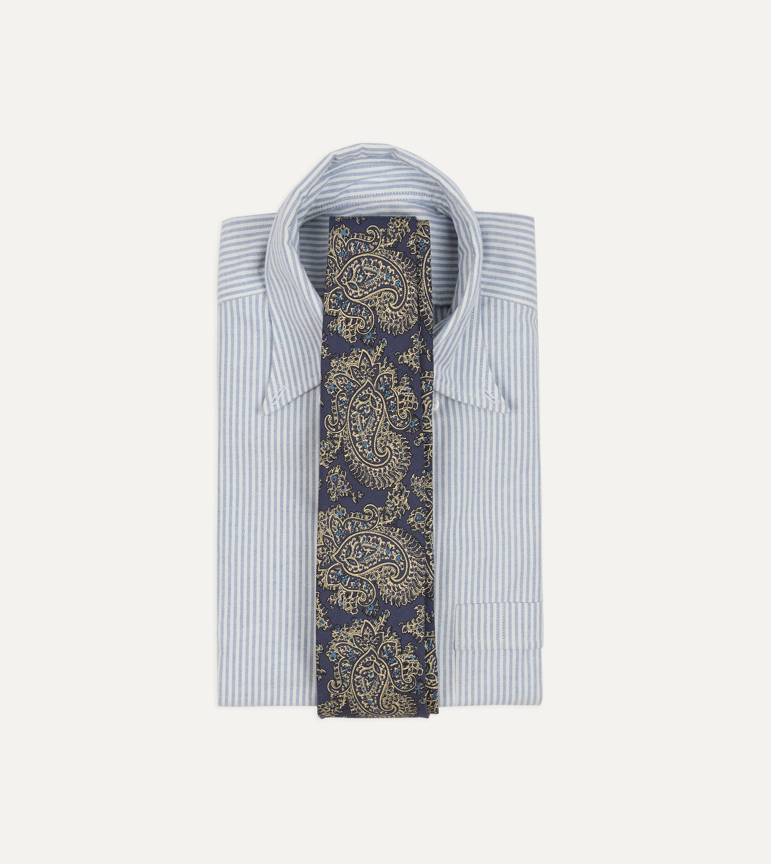 Blue Floral Paisley Print Silk Self Tipped Tie