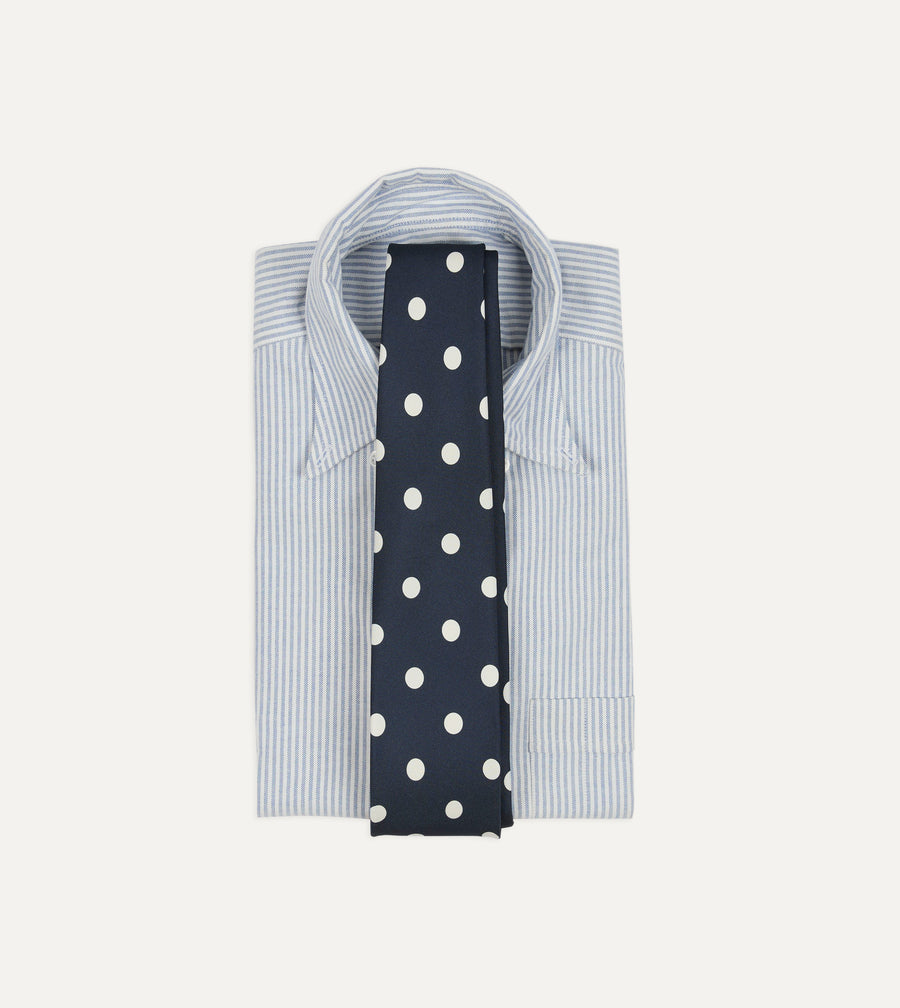 Black Large Polka Dot Silk Self-Tipped Tie