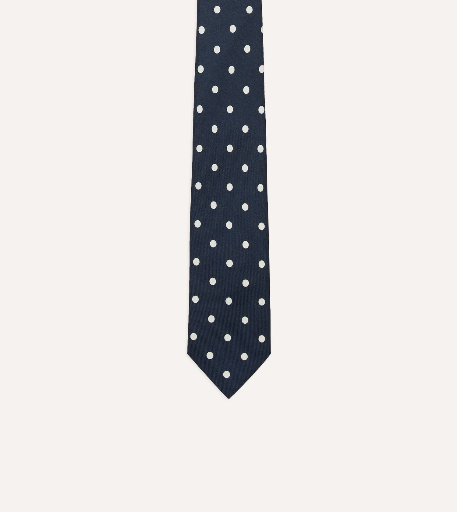 Navy Mini Polka Dot Silk Self-Tipped Tie