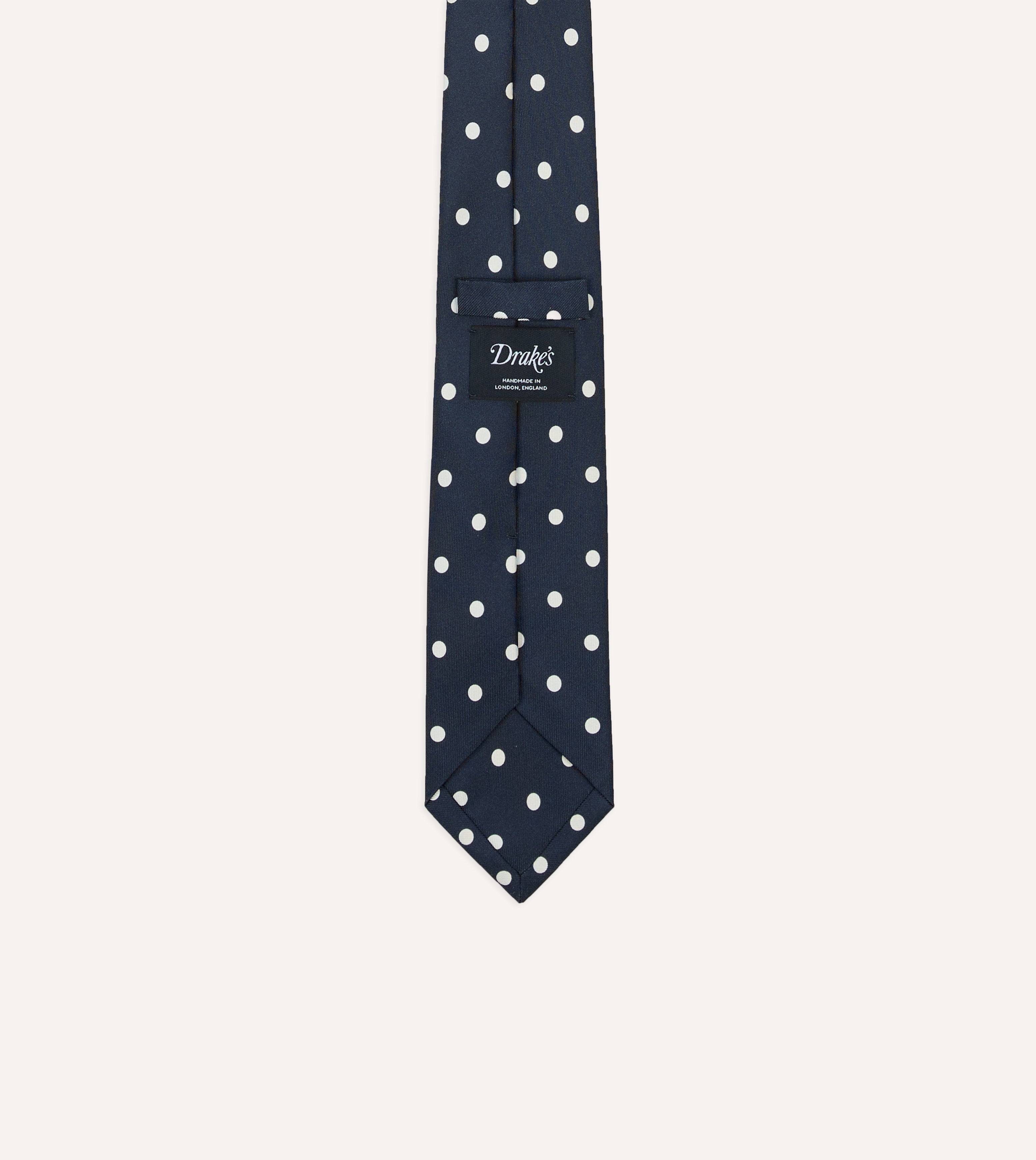 Navy Mini Polka Dot Silk Self-Tipped Tie
