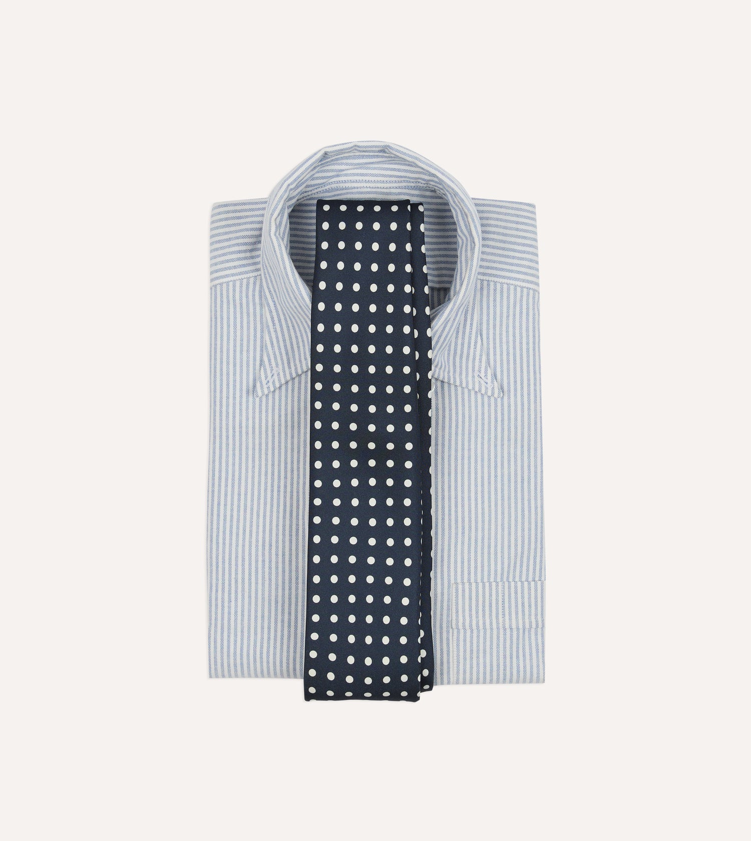 Navy Polka Dots Silk Self-Tipped Tie