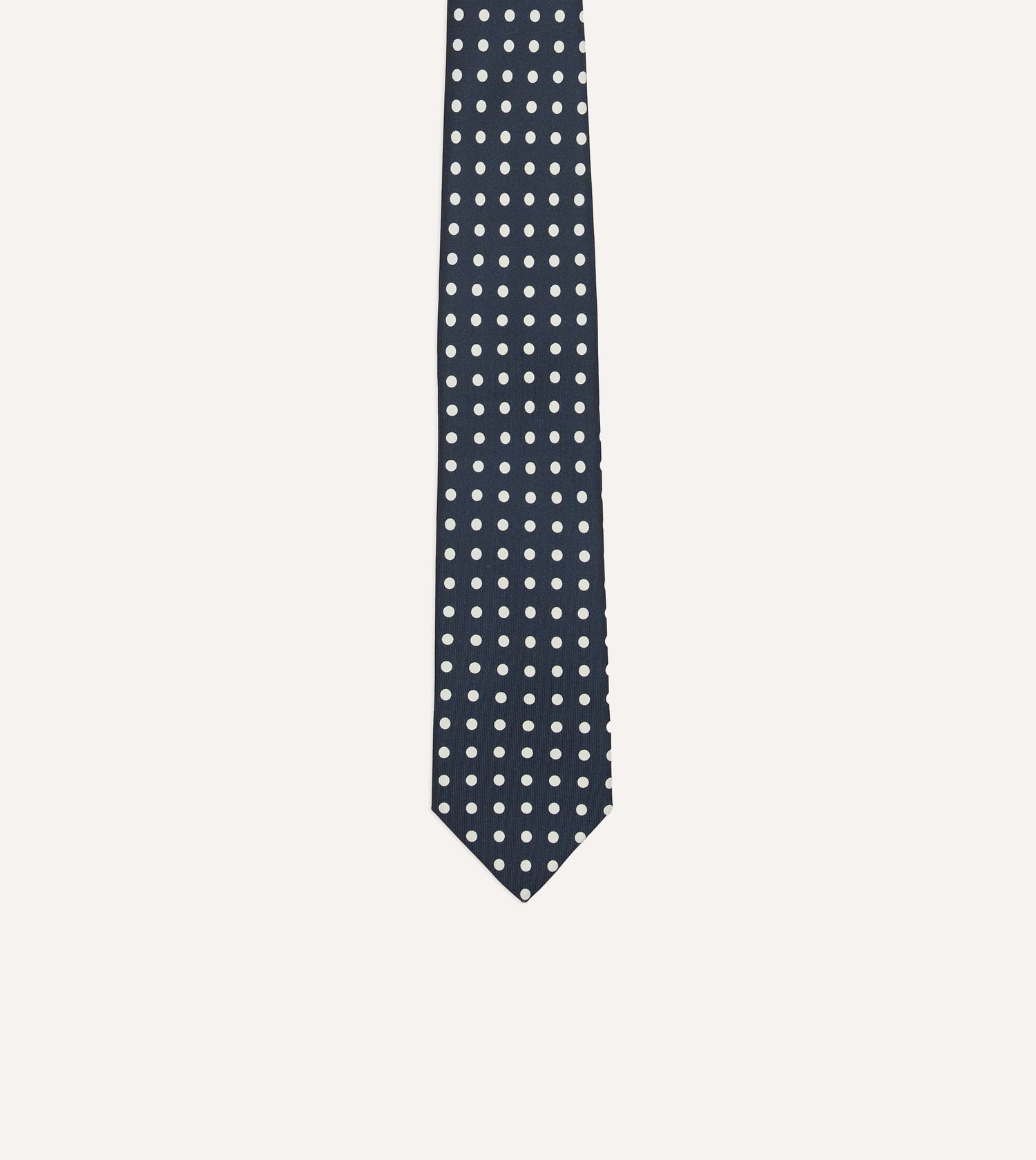 Navy Polka Dots Silk Self-Tipped Tie