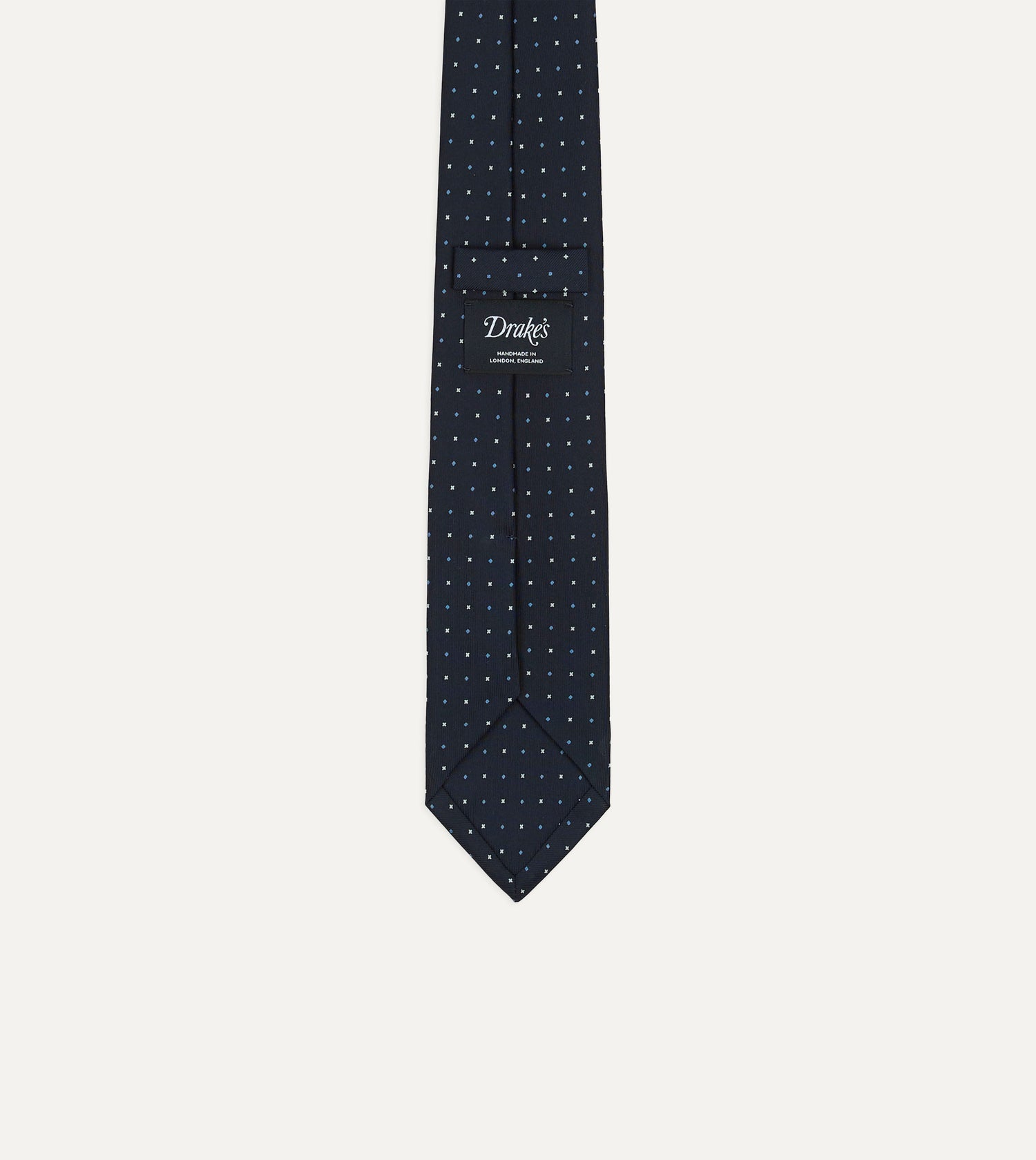 Navy Crosses Print Silk Self Tipped Tie