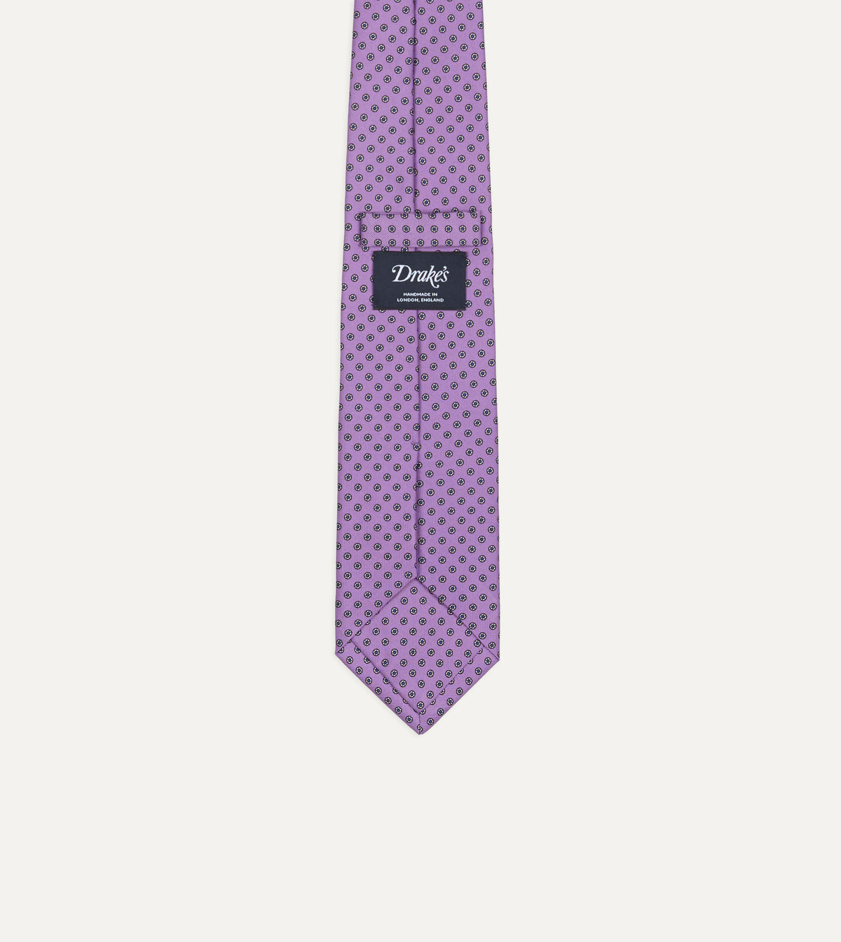 Purple Flowers Print Silk Self Tipped Tie