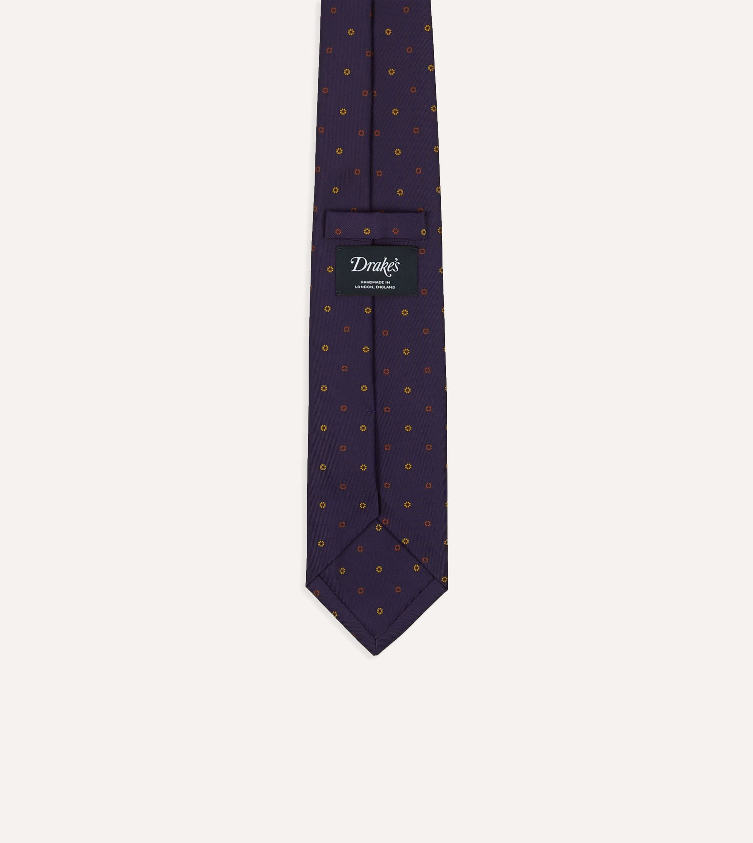 Purple Flowers and Diamonds Print Silk Self Tipped Tie
