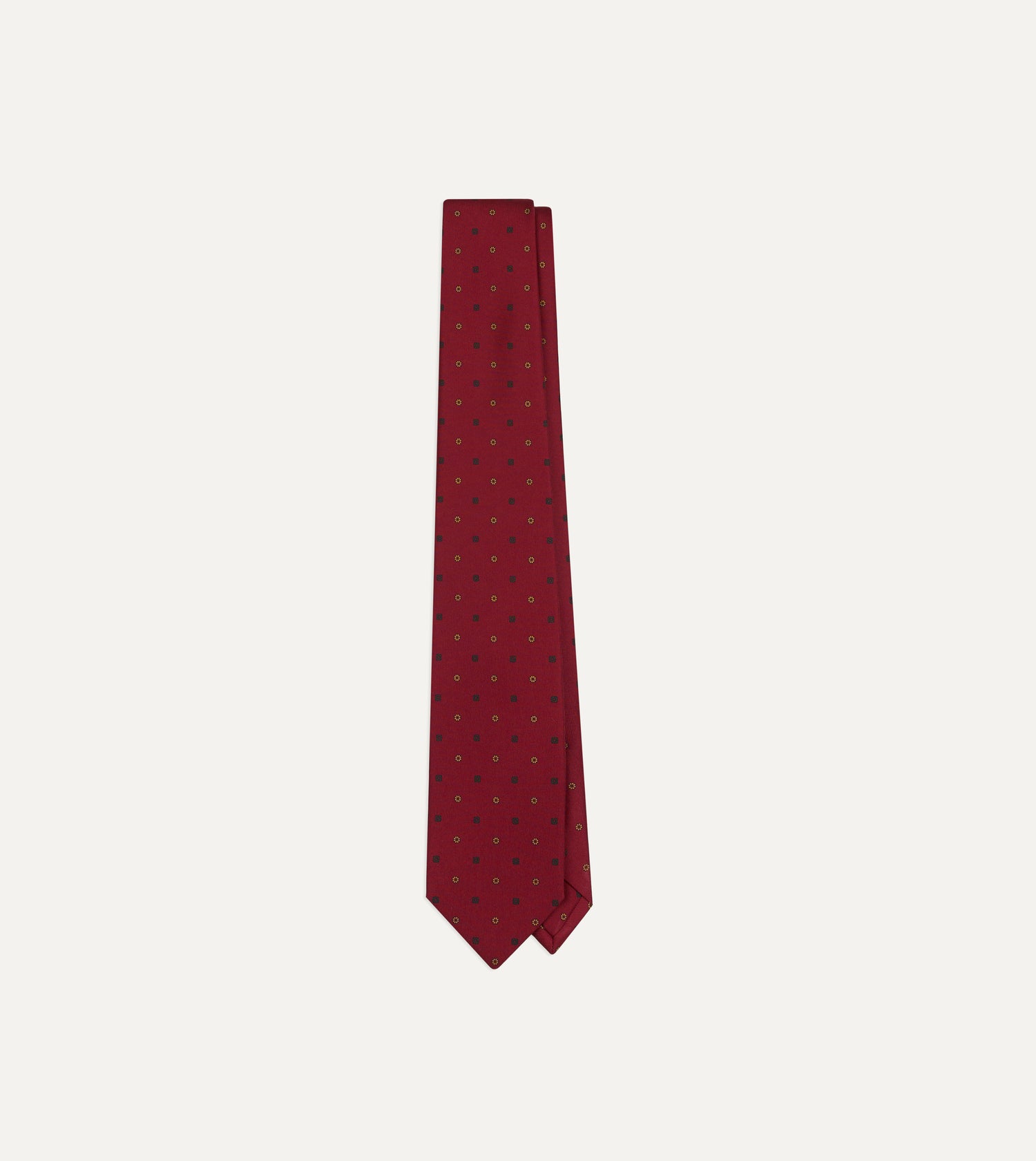 Orange Flowers and Diamonds Print Silk Self Tipped Tie