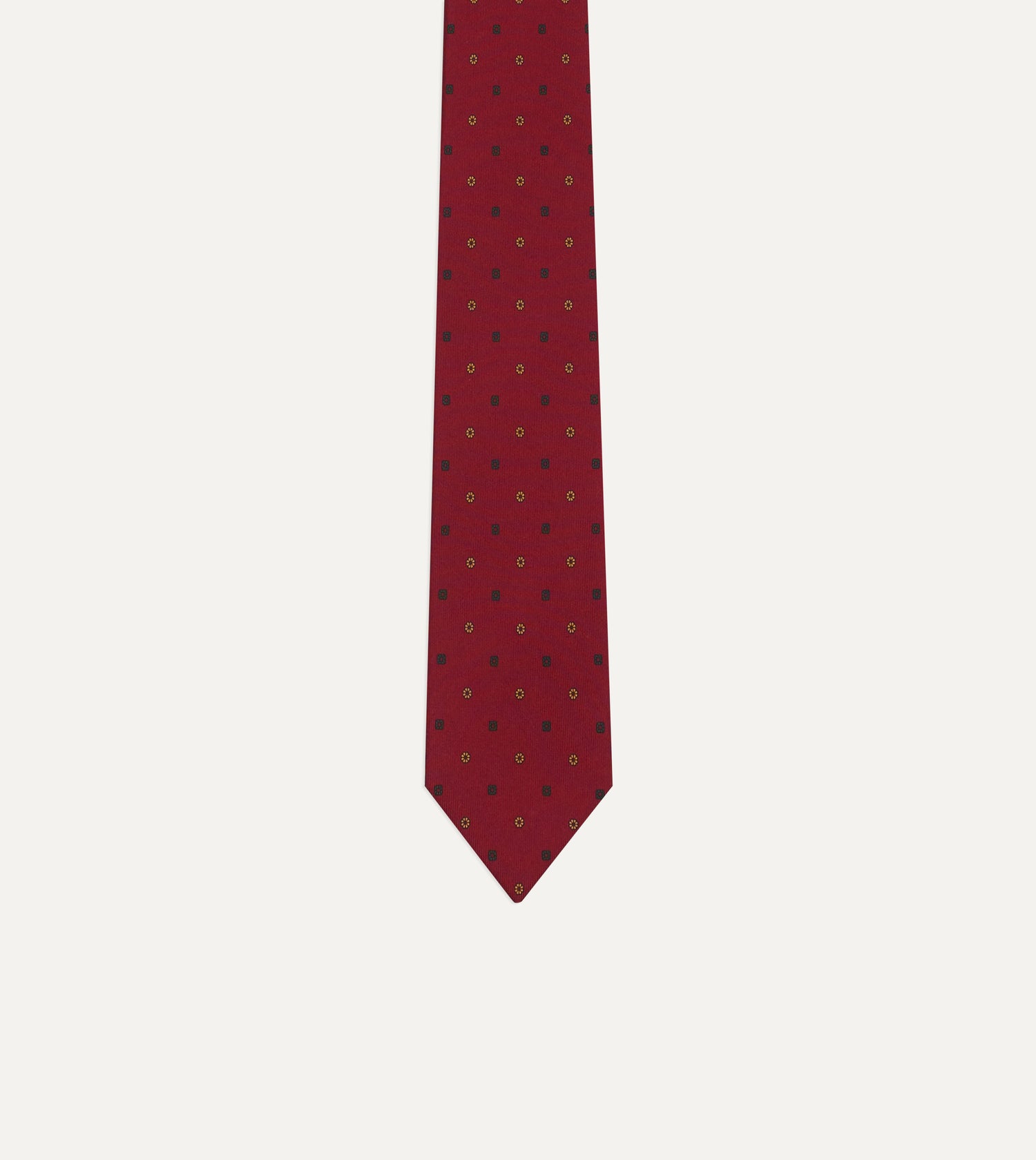 Orange Flowers and Diamonds Print Silk Self Tipped Tie