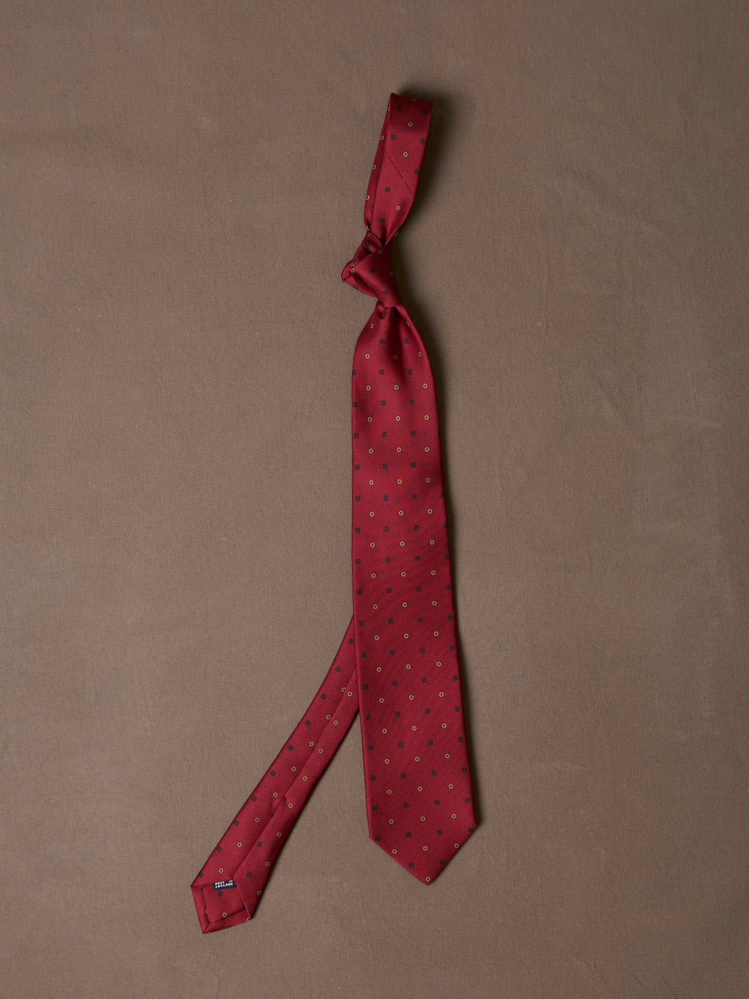 Orange Flowers and Diamonds Print Silk Self Tipped Tie