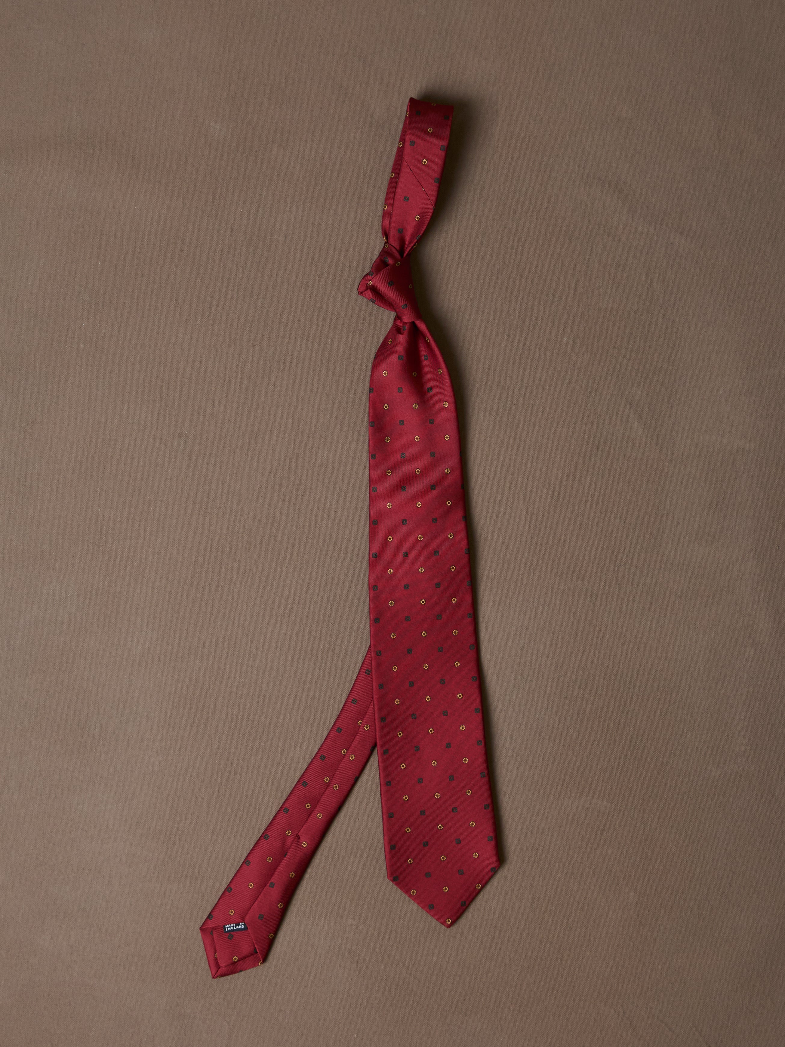 Orange Flowers and Diamonds Print Silk Self Tipped Tie