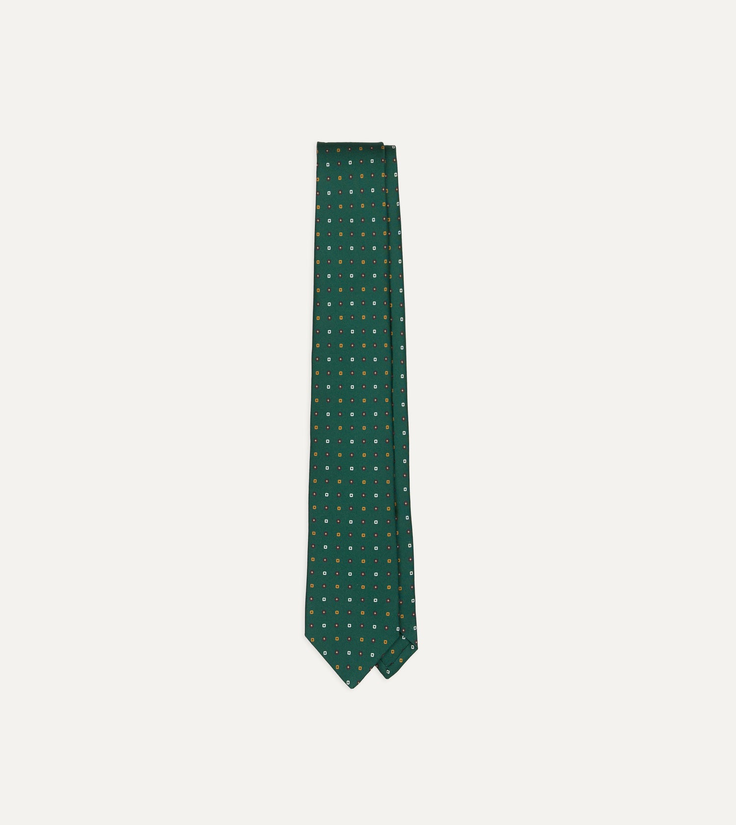 Drake’s for St. Regis Geometric Flower Print Silk Self-Tipped Tie
