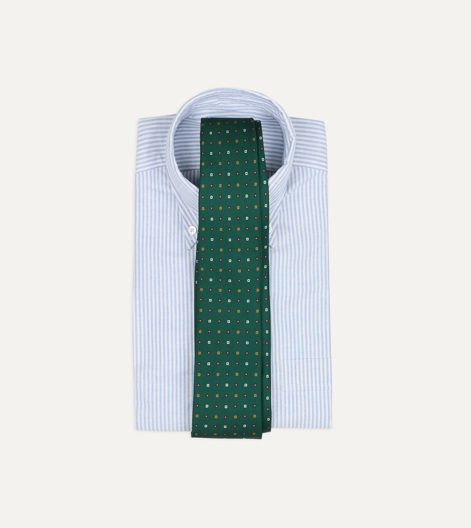 Drake’s for St. Regis Geometric Flower Print Silk Self-Tipped Tie