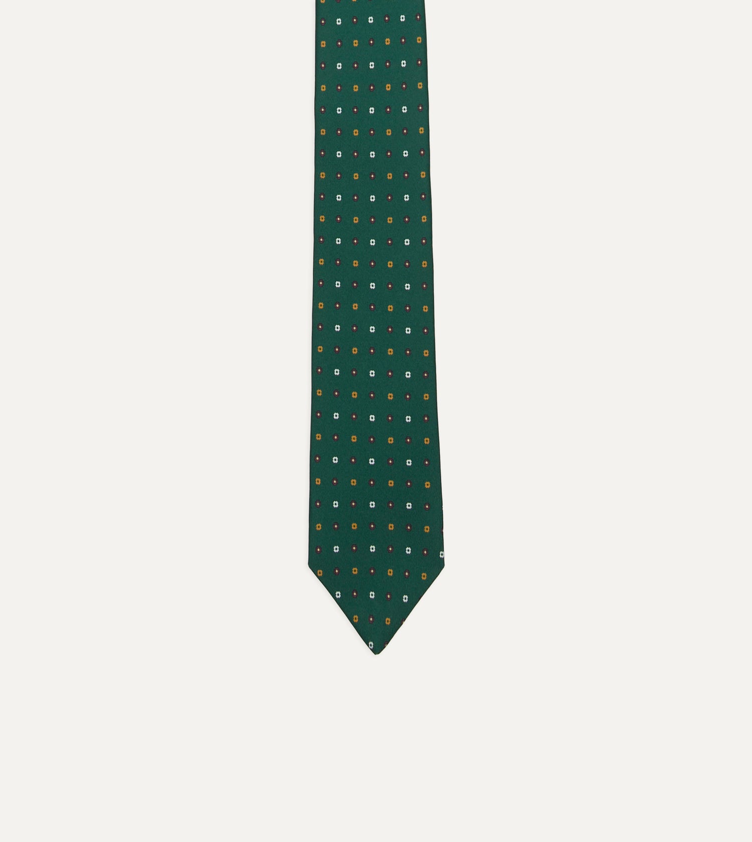 Drake’s for St. Regis Geometric Flower Print Silk Self-Tipped Tie