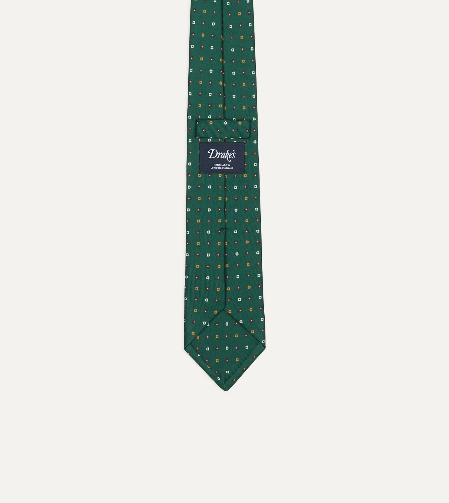 Drake’s for St. Regis Geometric Flower Print Silk Self-Tipped Tie