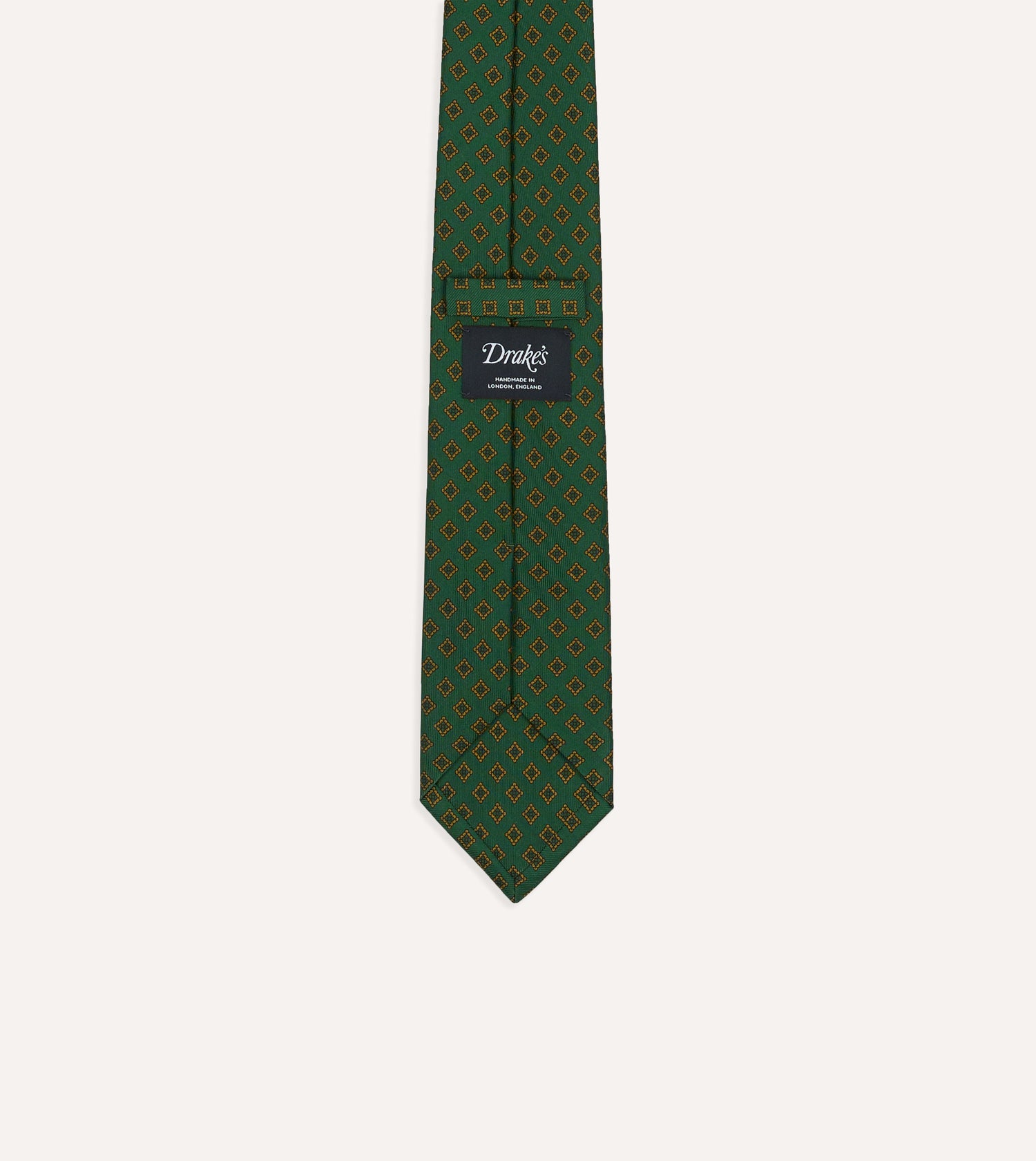 Green Diamond Medallion Self-Tipped Silk Tie