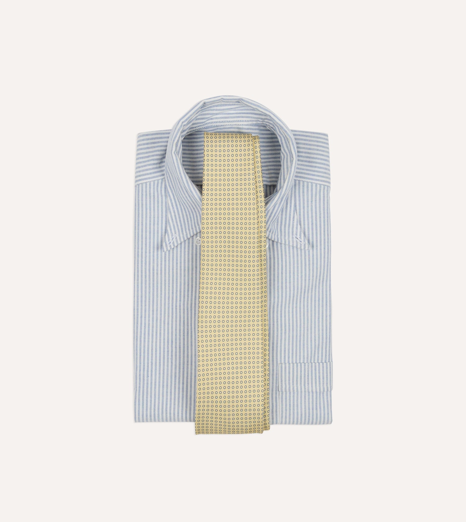 Yellow Mini Circle Print Silk Self-Tipped Tie