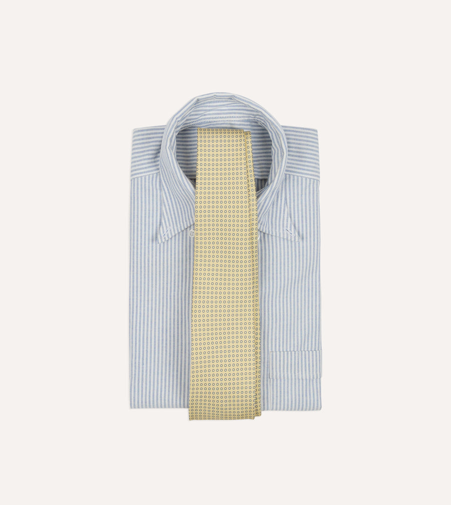 Yellow Mini Circle Print Silk Self-Tipped Tie