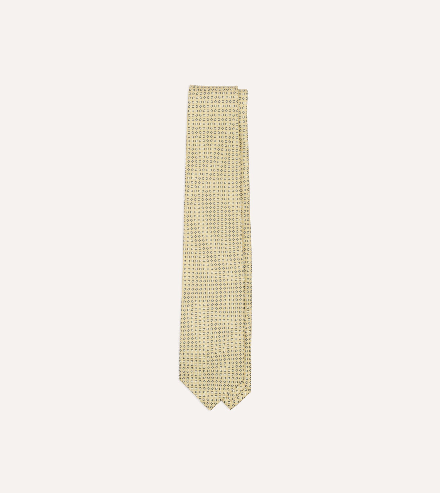 Yellow Mini Circle Print Silk Self-Tipped Tie
