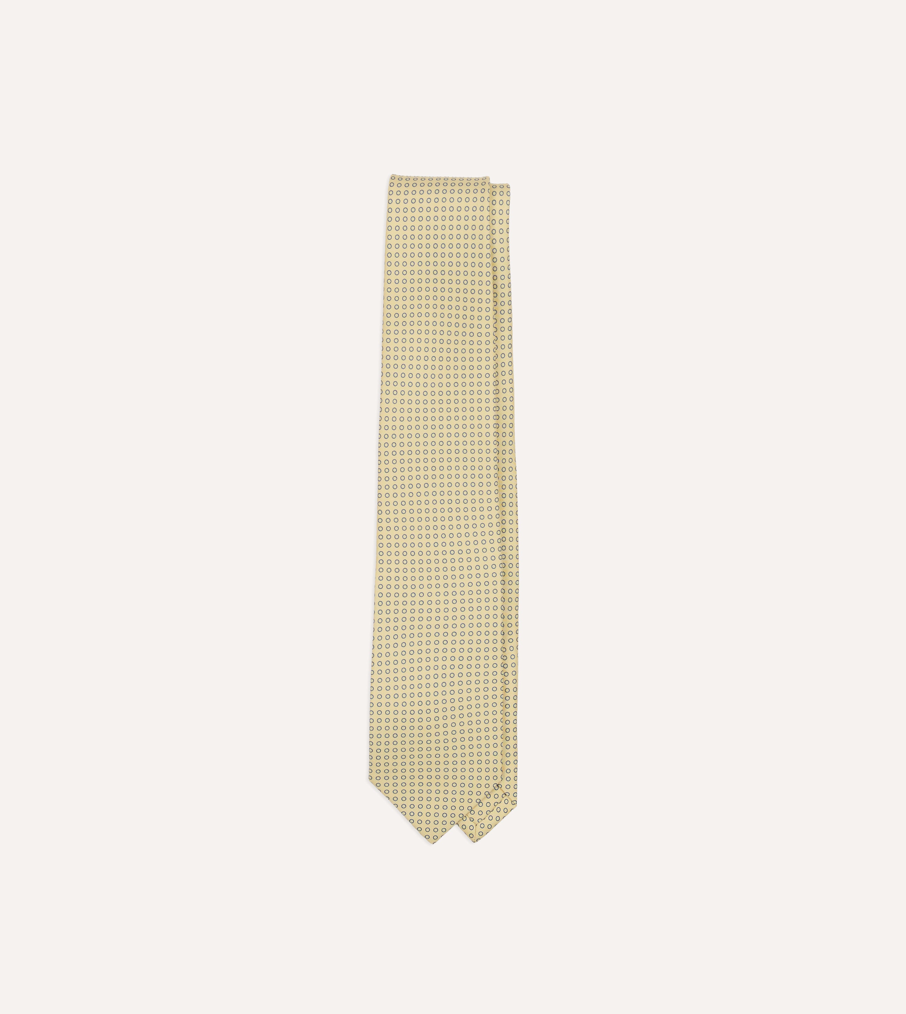 Yellow Mini Circle Print Silk Self-Tipped Tie