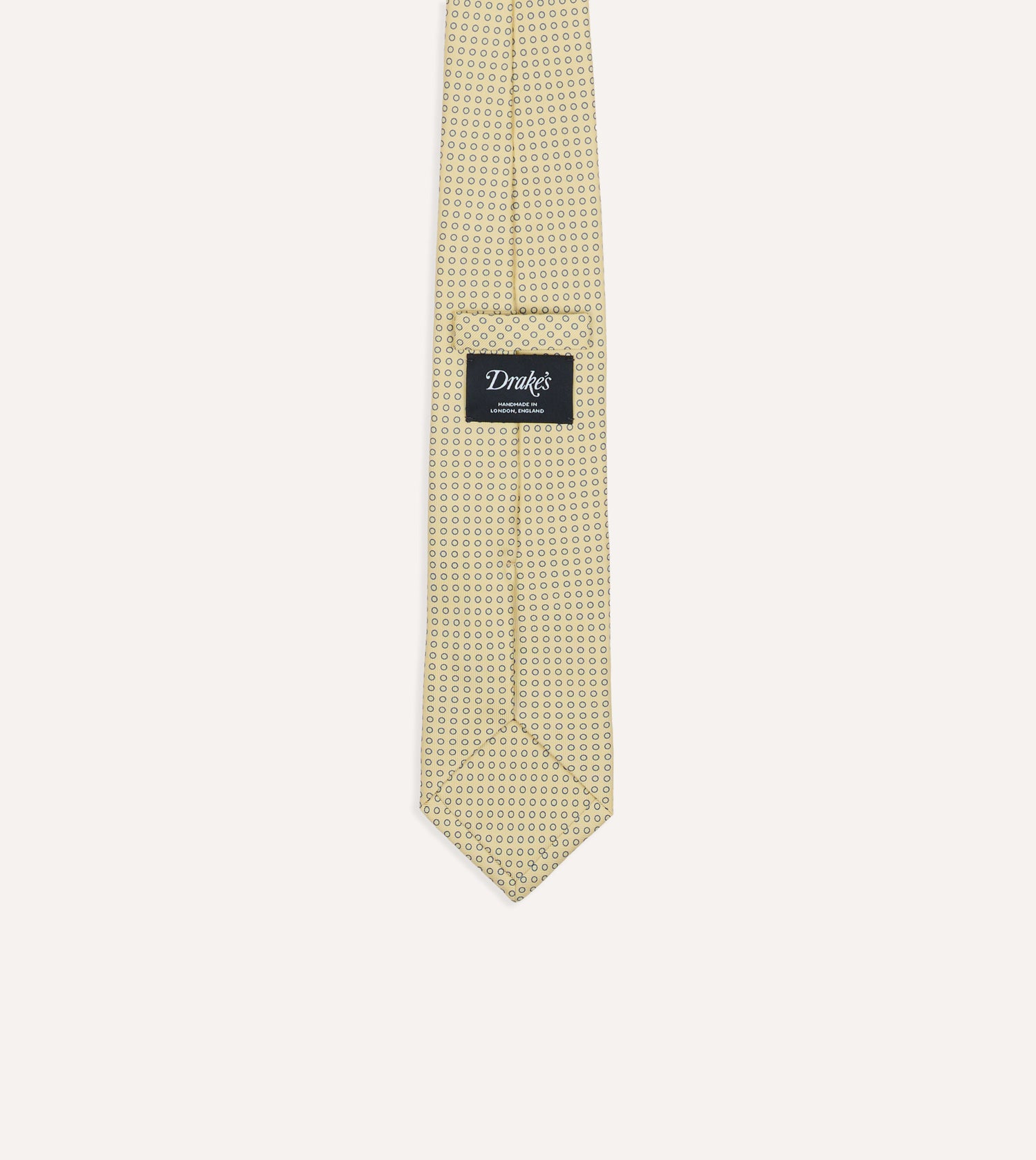 Yellow Mini Circle Print Silk Self-Tipped Tie