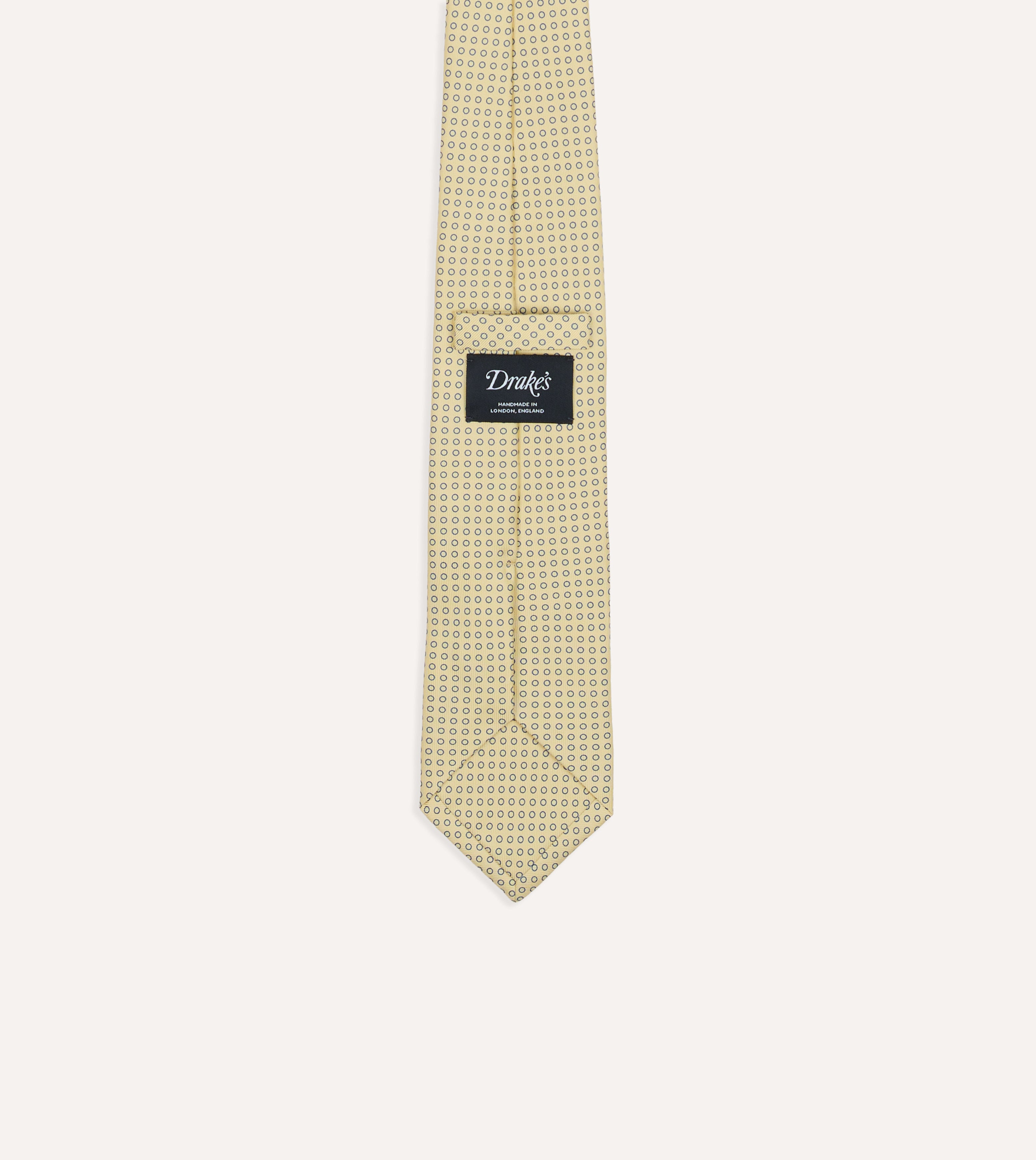Yellow Mini Circle Print Silk Self-Tipped Tie