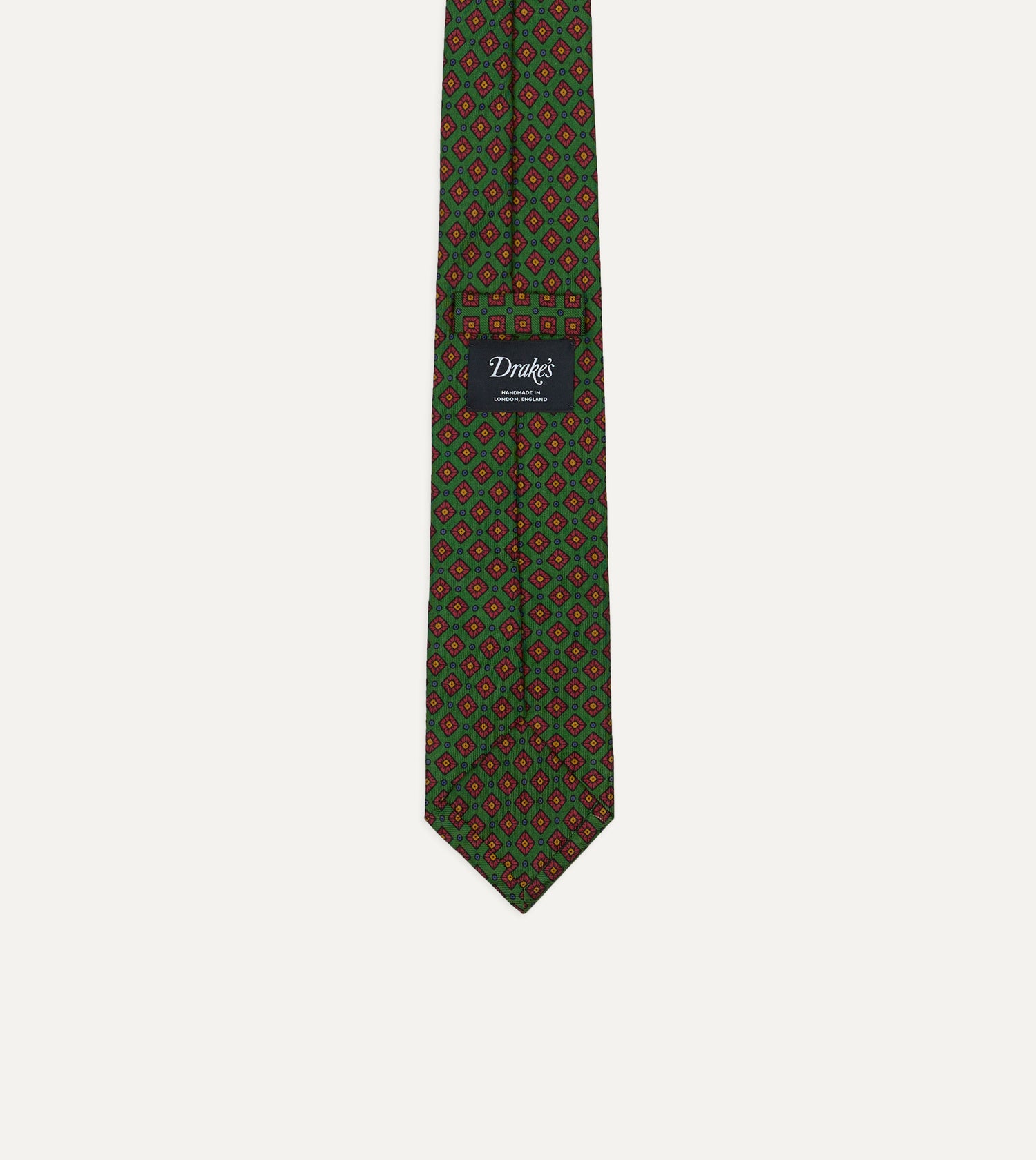 Green Mini Squares Tile Print Silk Self-Tipped Tie