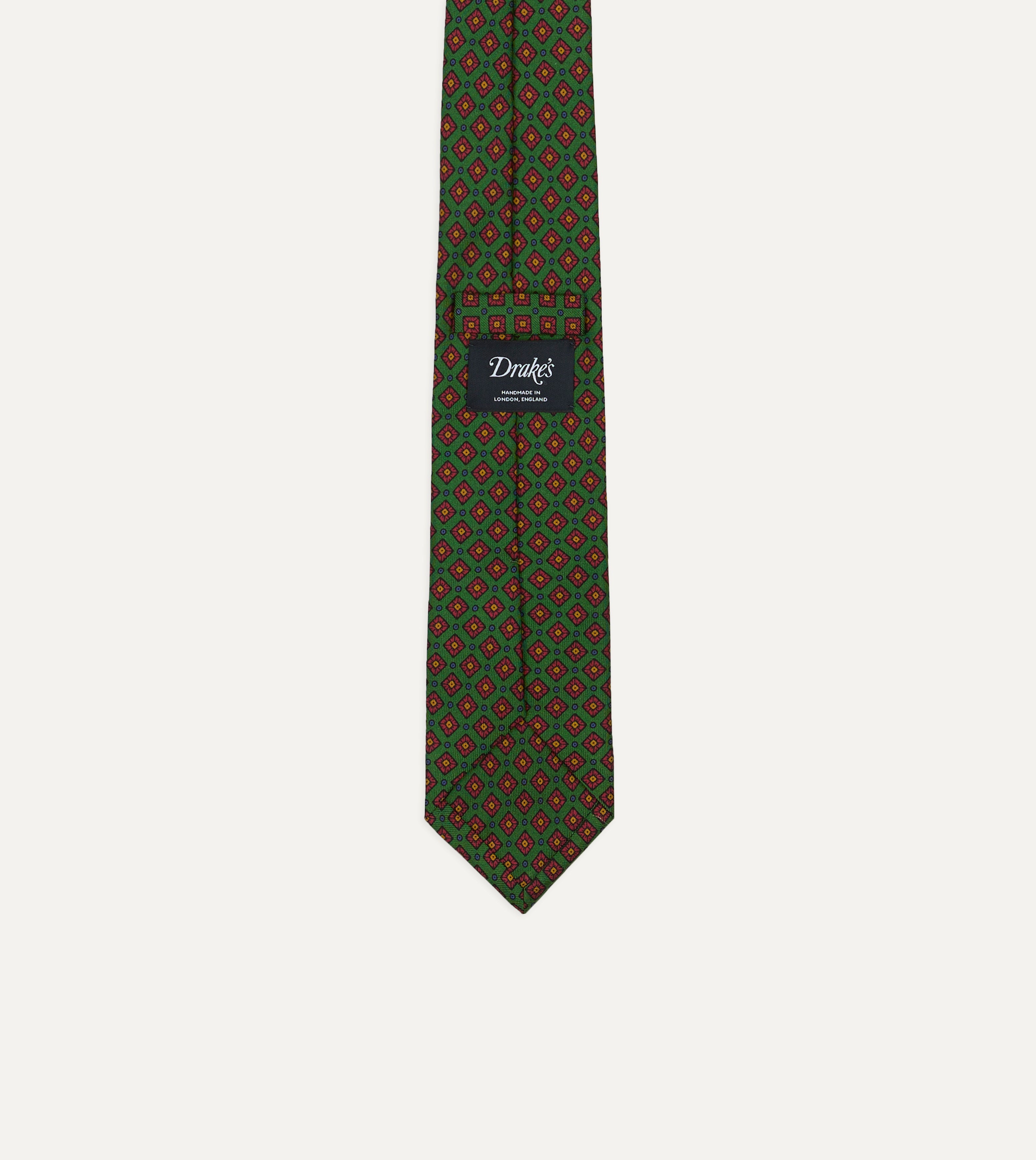 Green Mini Squares Tile Print Silk Self-Tipped Tie